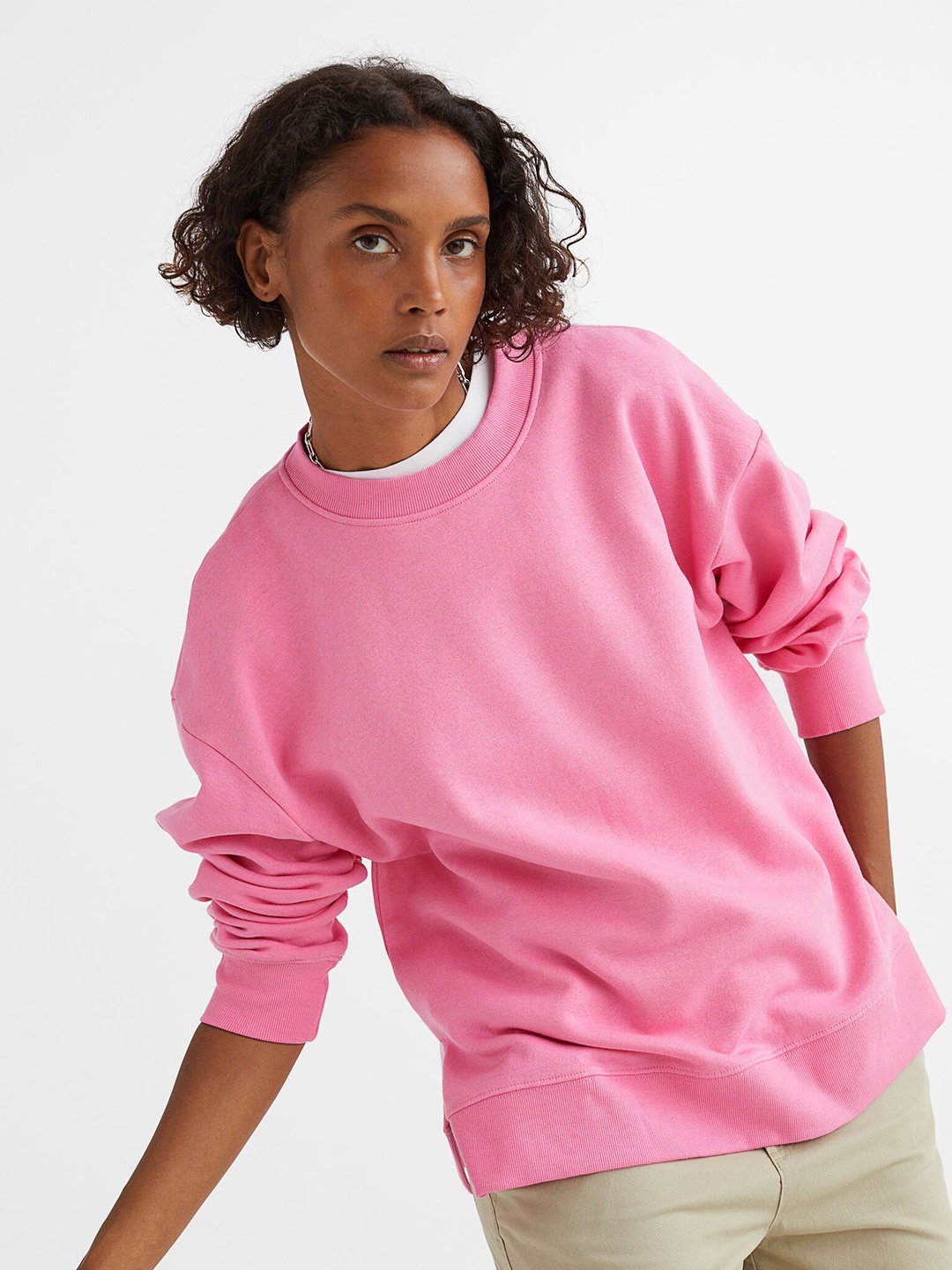 

H&M Women Pink Oversized Sweatshirt