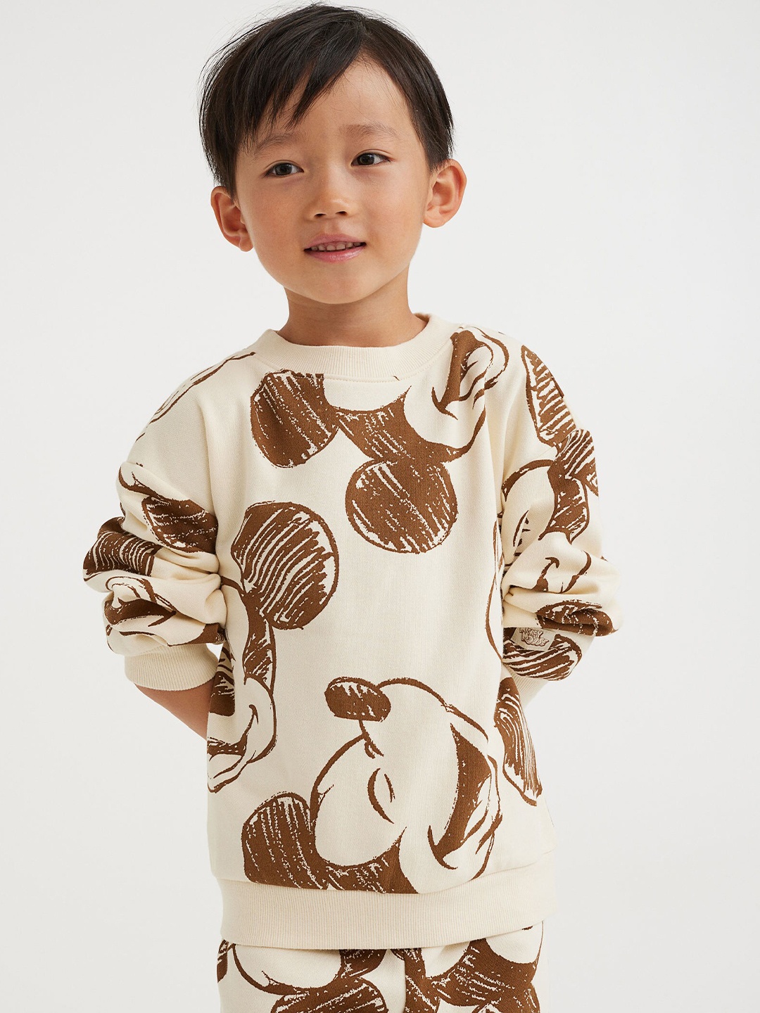 

H&M Boys Beige Oversized Printed Sweatshirt