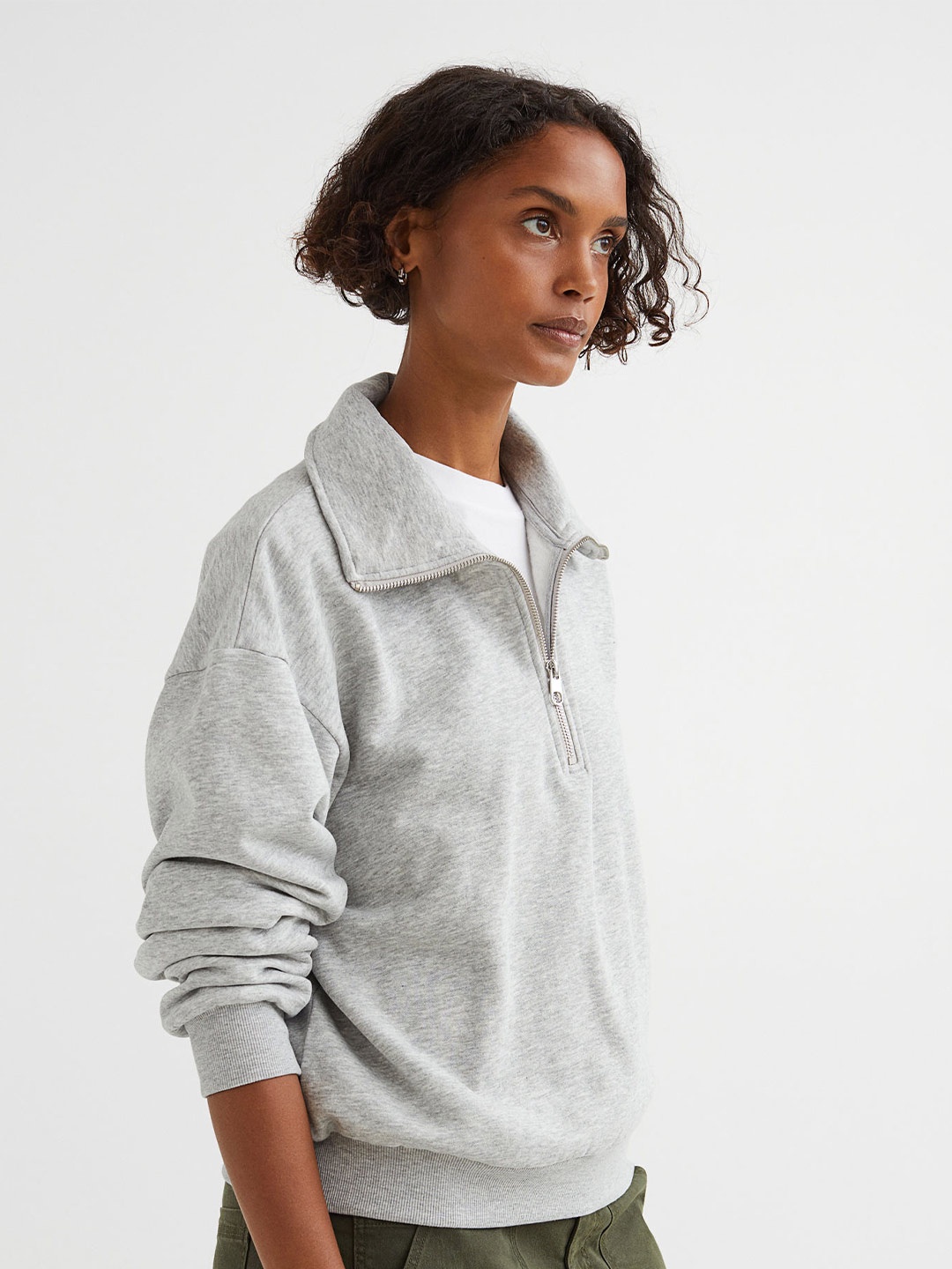 

H&M Women Grey Collared Sweatshirt