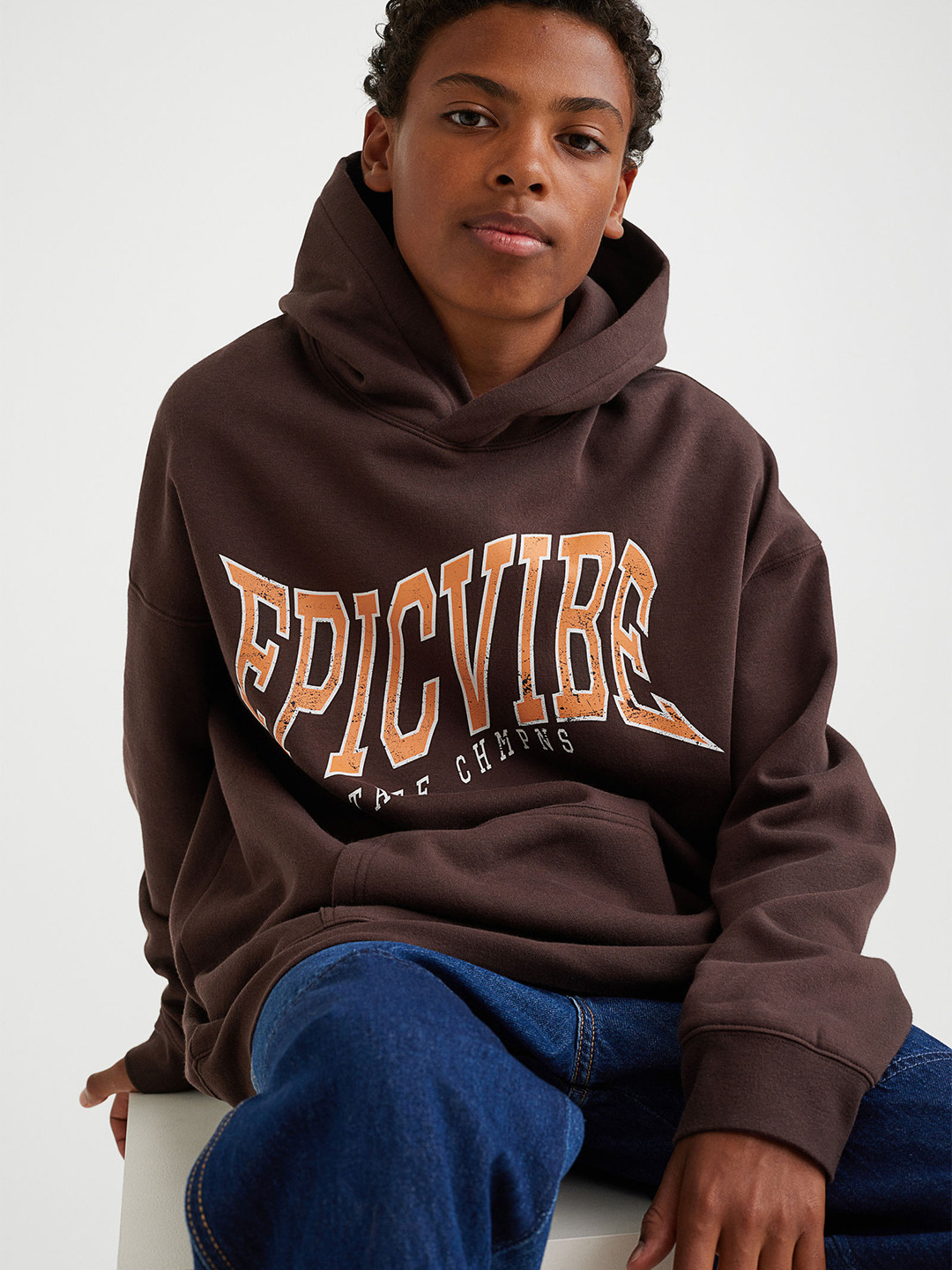 

H&M Boys Brown Oversized Hoodie