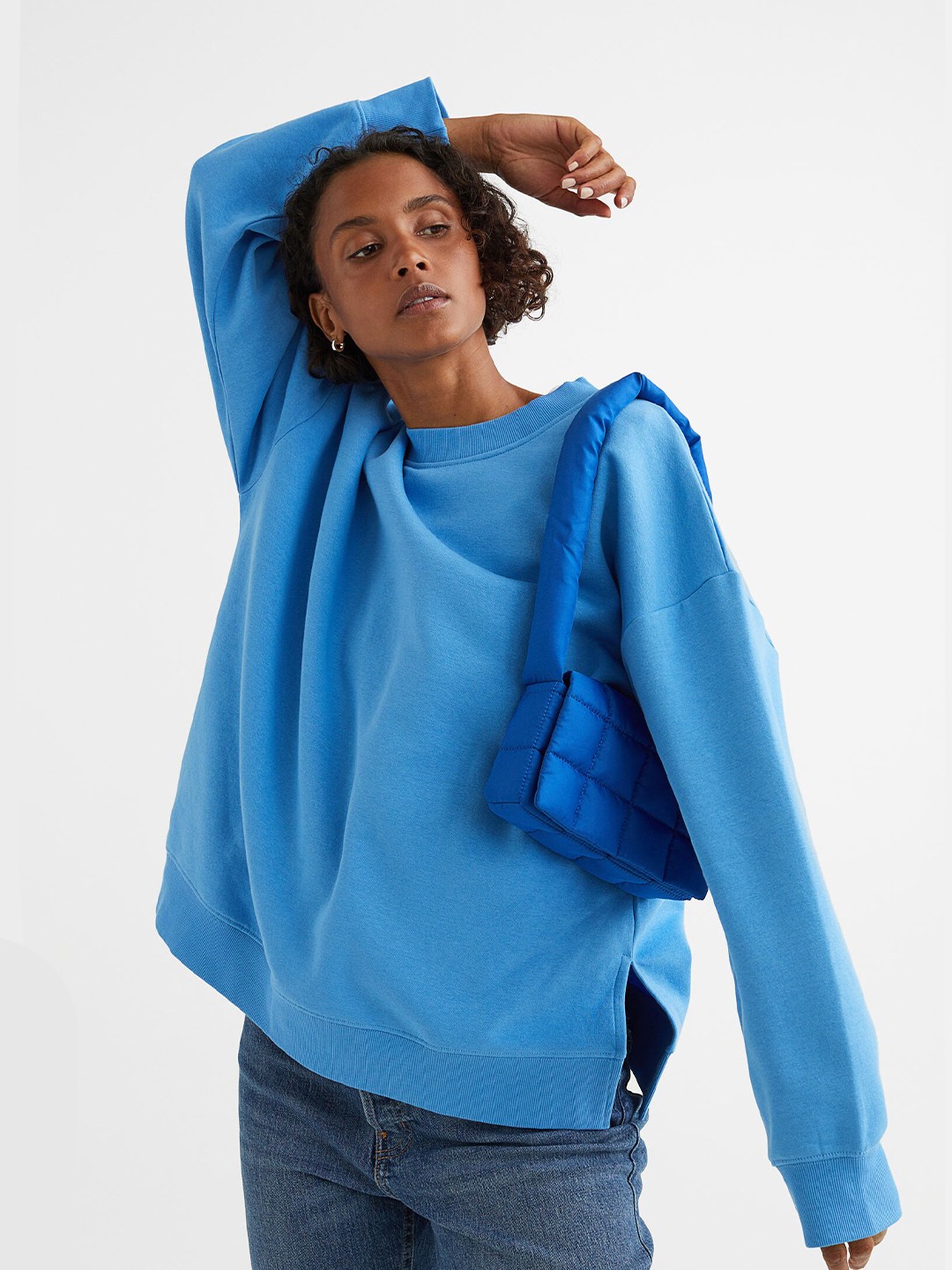 

H&M Women Blue Oversized Sweatshirt