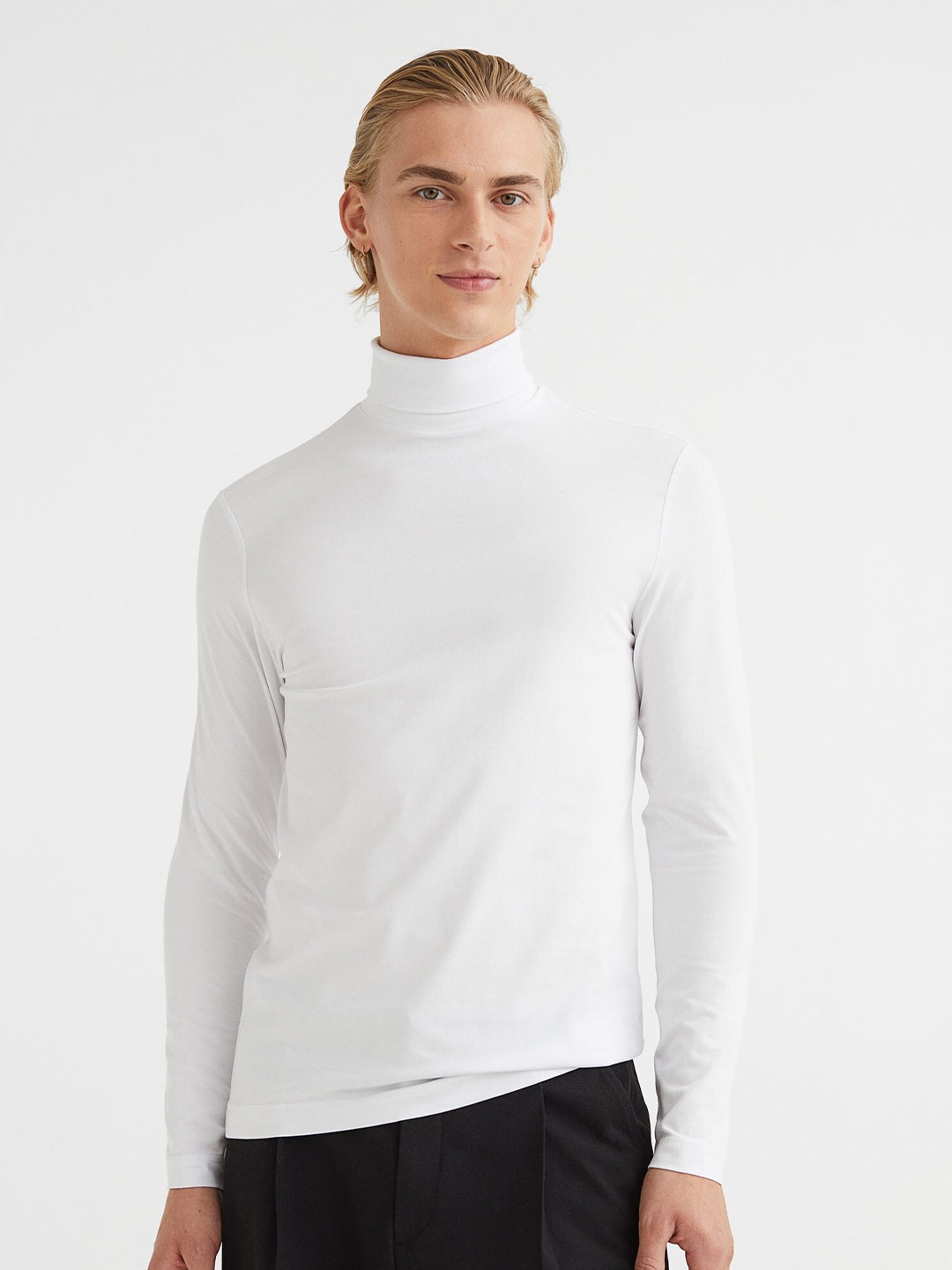 

H&M Men Black & White 2-Pack Slim Fit Polo-Neck Tops