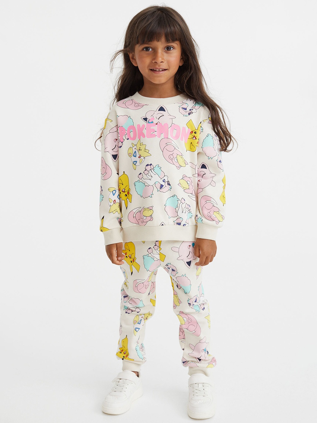 

H&M Beige Girls 2-Piece Printed Sweatshirt Set