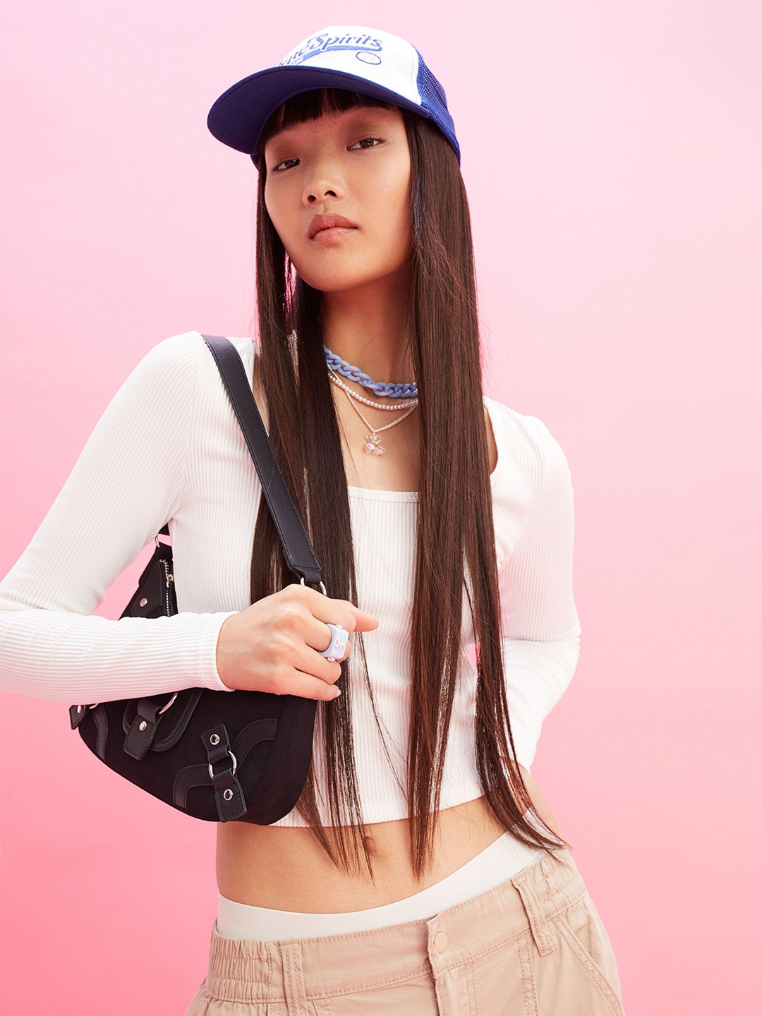 

H&M Women White Ribbed Jersey Top