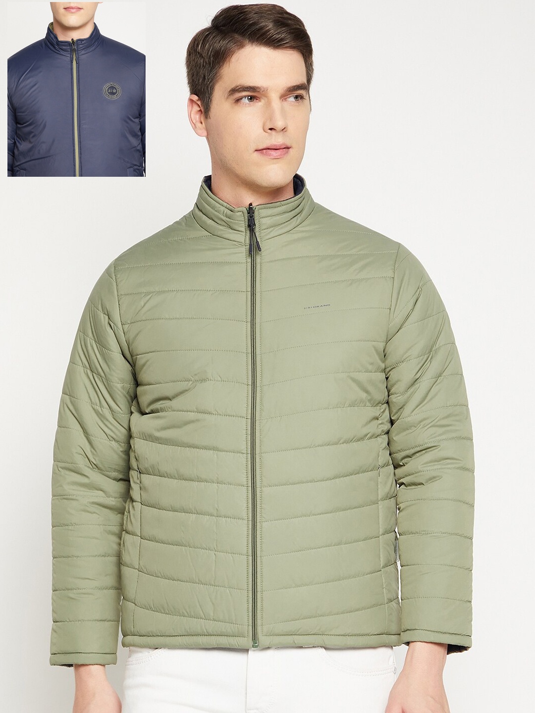

Okane Men Olive Green Reversible Puffer Jacket