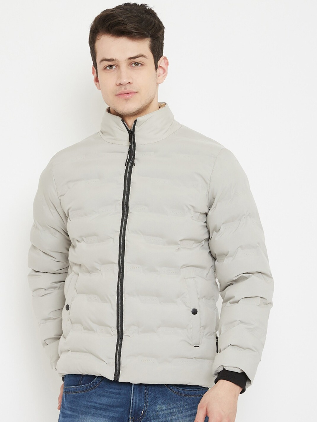 

Okane Men Cream-Coloured Nylon Puffer Jacket