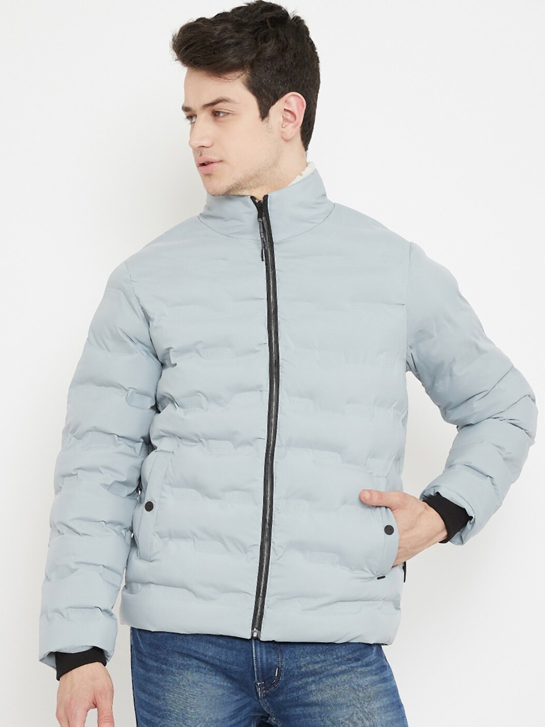 

Okane Men Blue Nylon Puffer Jacket
