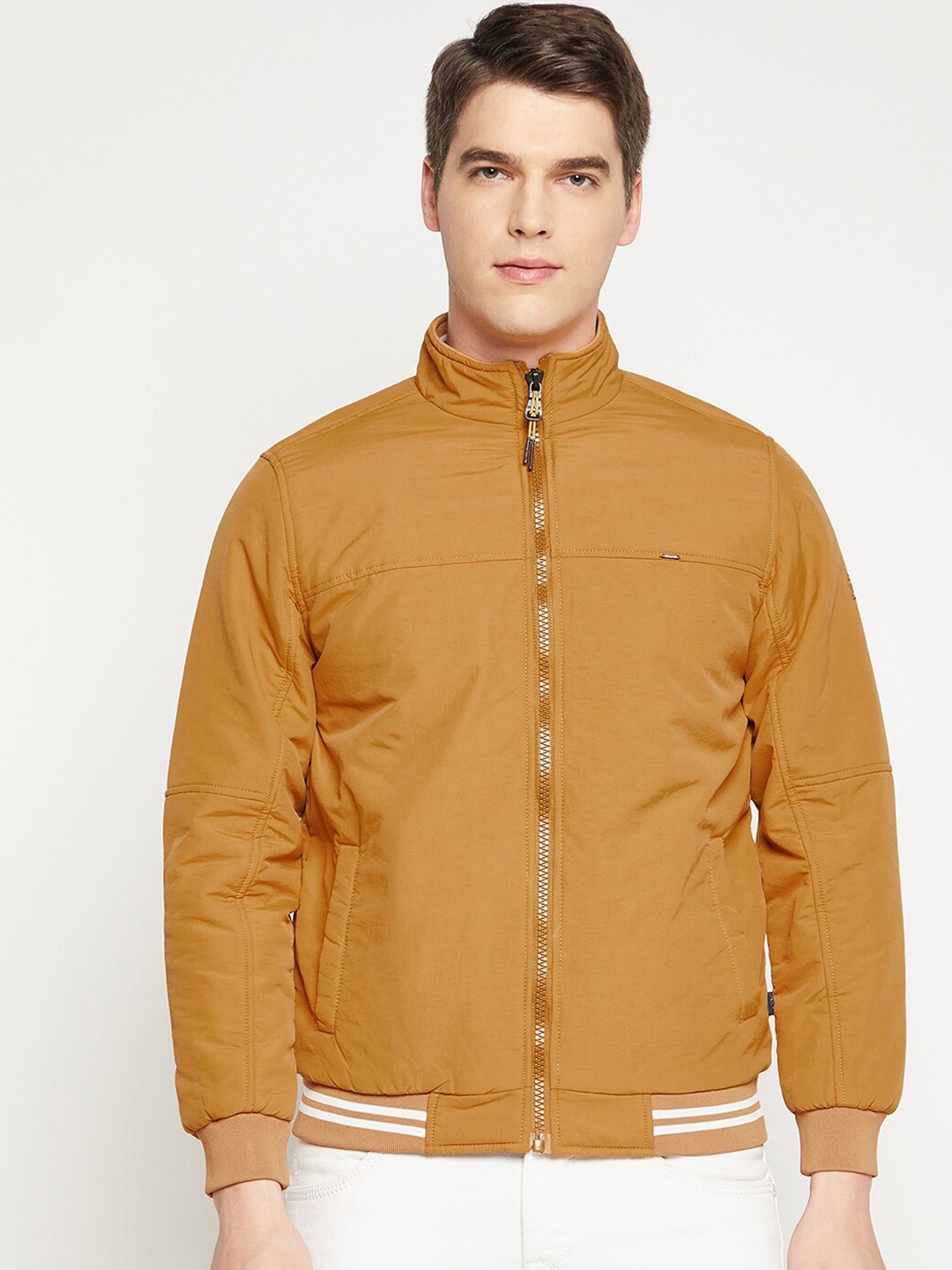 

Okane Men Mustard Longline Bomber Jacket
