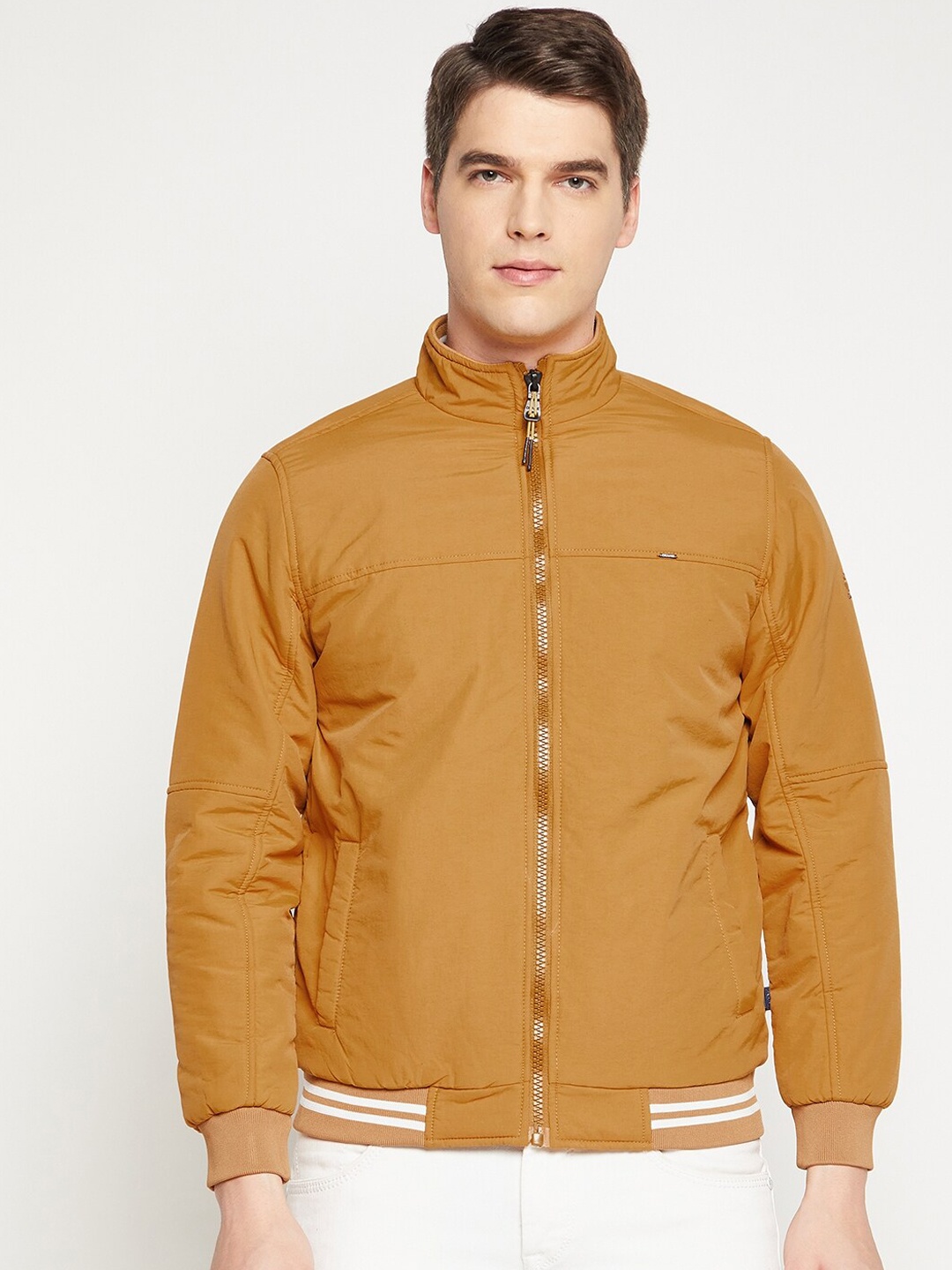 

Okane Men Mustard Longline Bomber Jacket