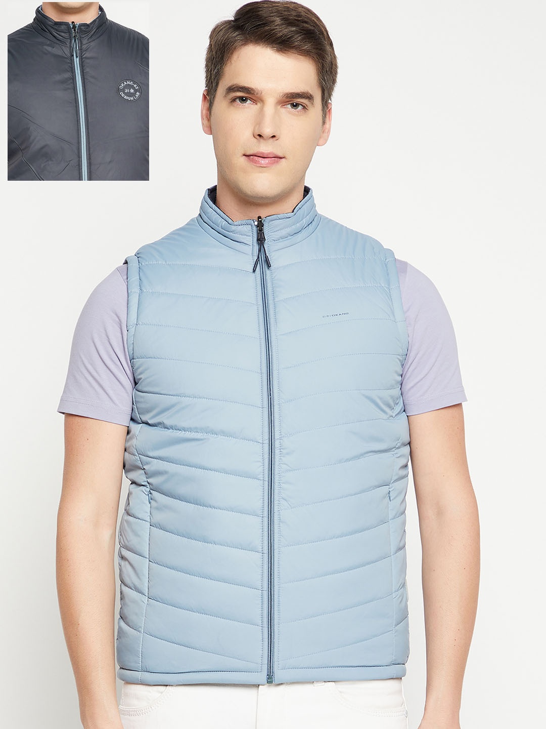 

Okane Men Blue Reversible Puffer Jacket