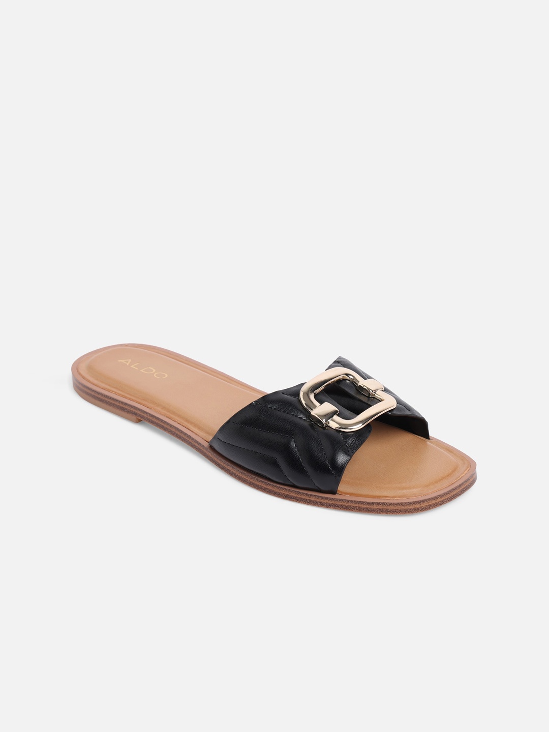 

ALDO Women Black Open Toe Flats with Buckles