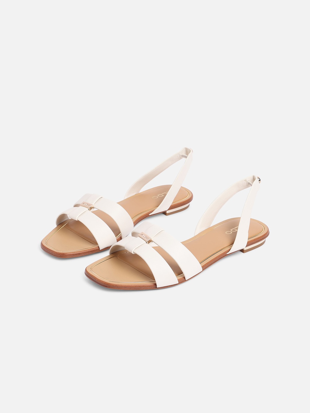 

ALDO Women White Colourblocked Open Toe Flats with Buckles
