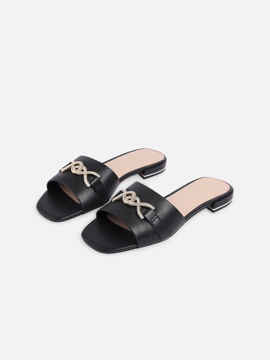 

ALDO Women Black Embellished Open Toe Flats