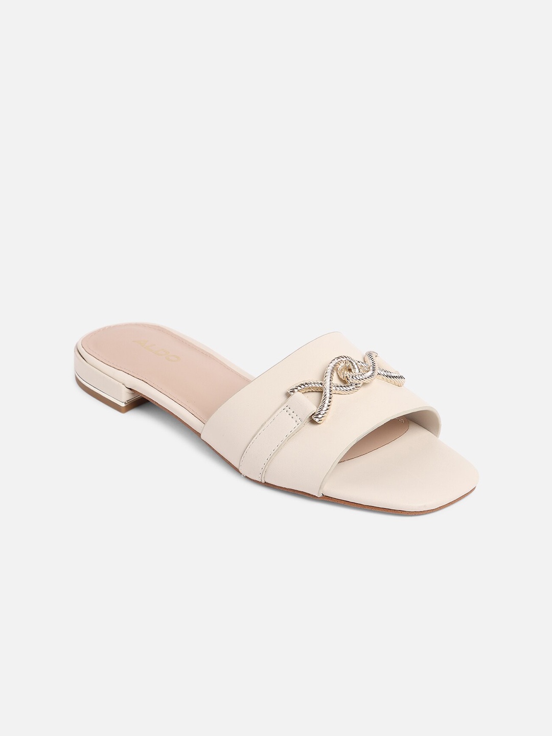 

ALDO Women White Embellished Open Toe Flats