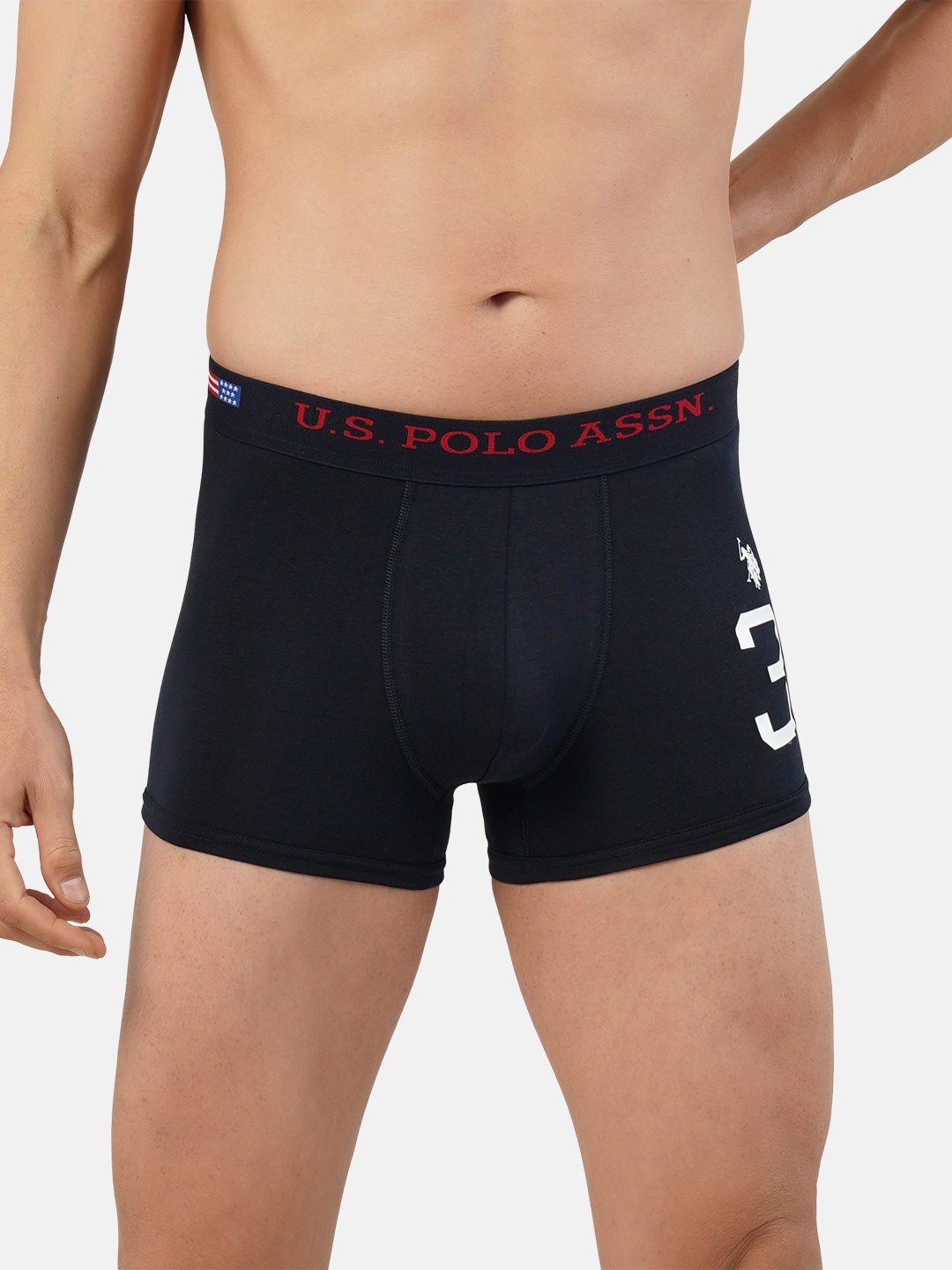 

U.S. Polo Assn. Men Navy Blue Solid Cotton Trunk