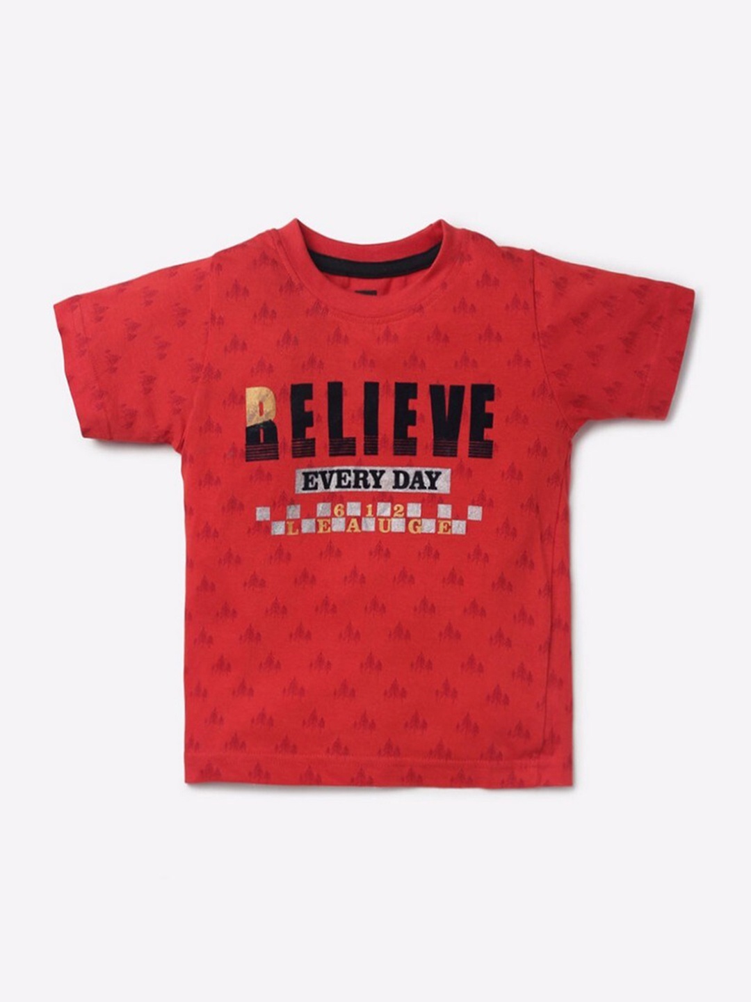 

612League Boys Red Typography Printed T-shirt