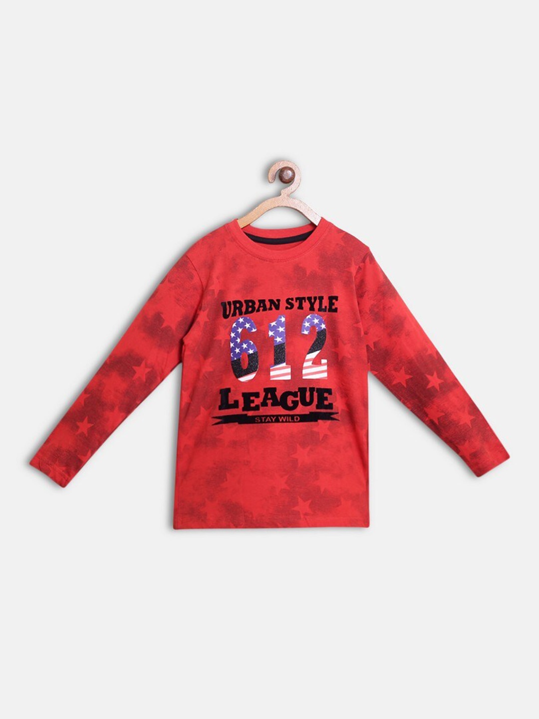 

612League Boys Red Printed T-shirt