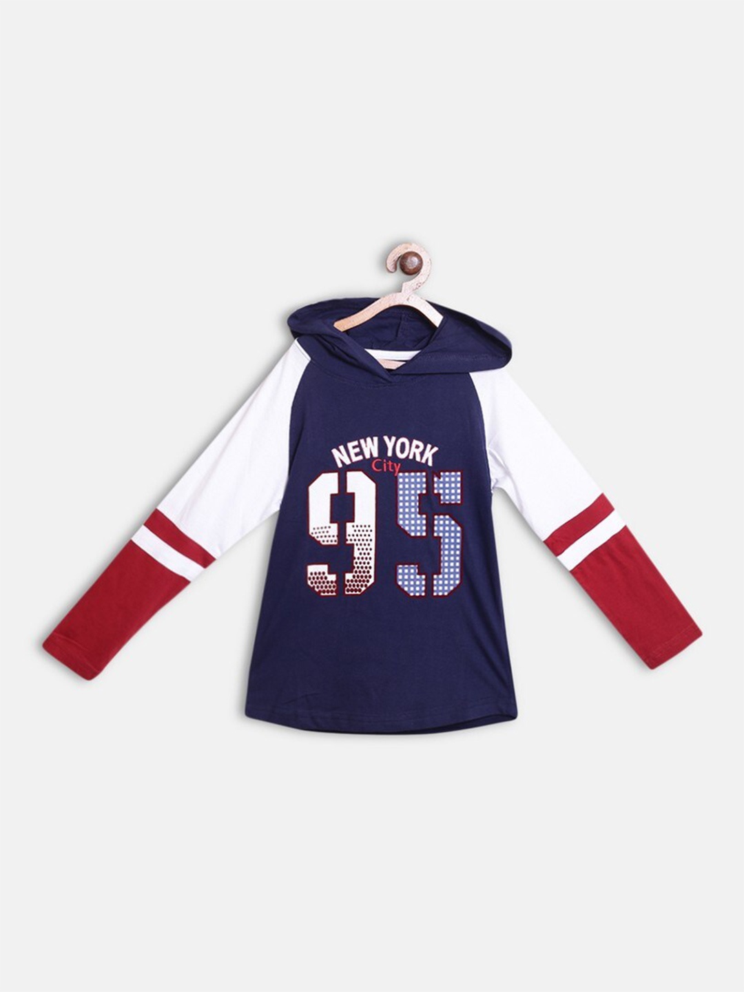 

612League Boys Navy Blue & White Typography Printed T-shirt