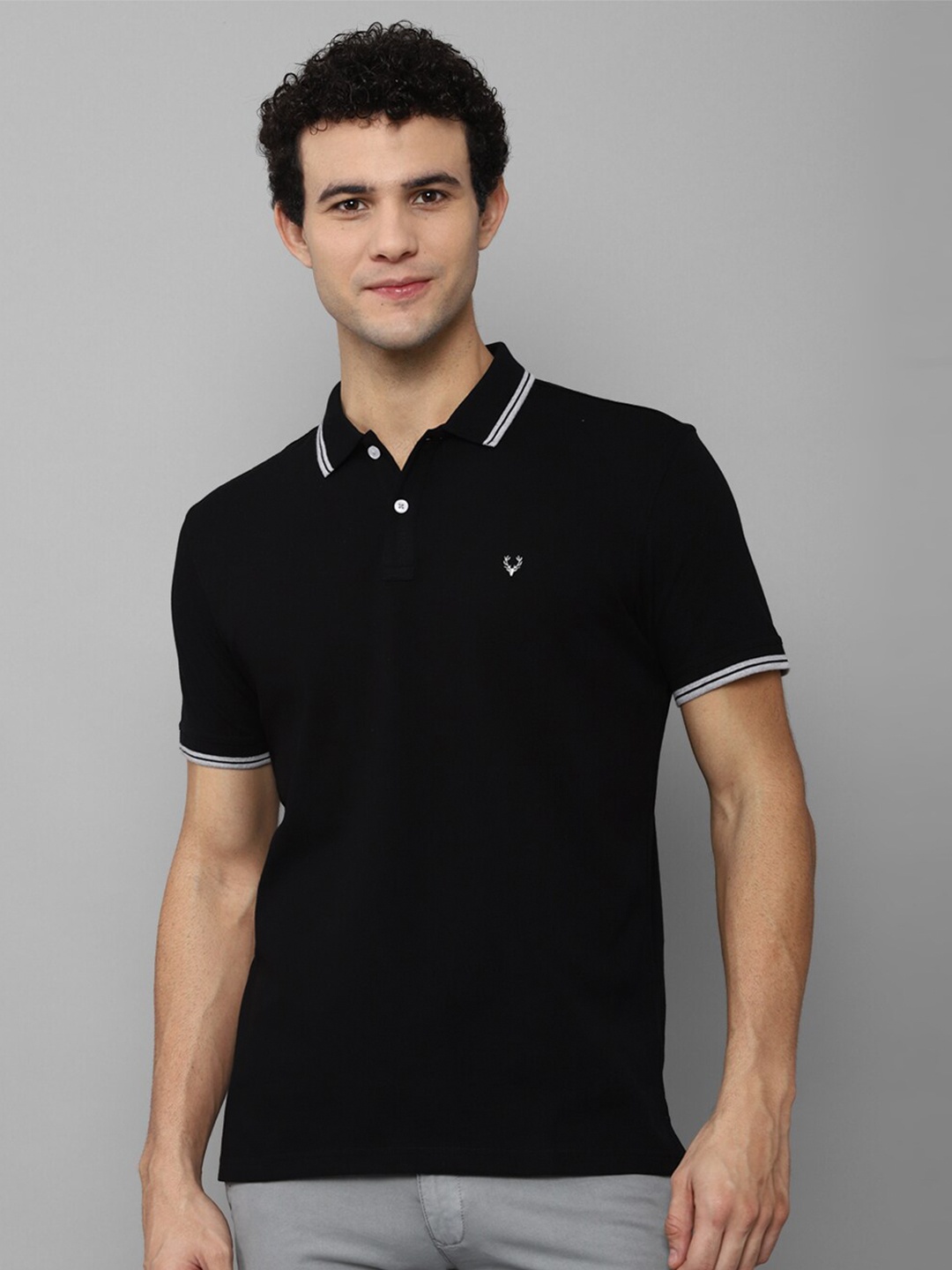 

Allen Solly Men Black Polo Collar Cotton T-shirt