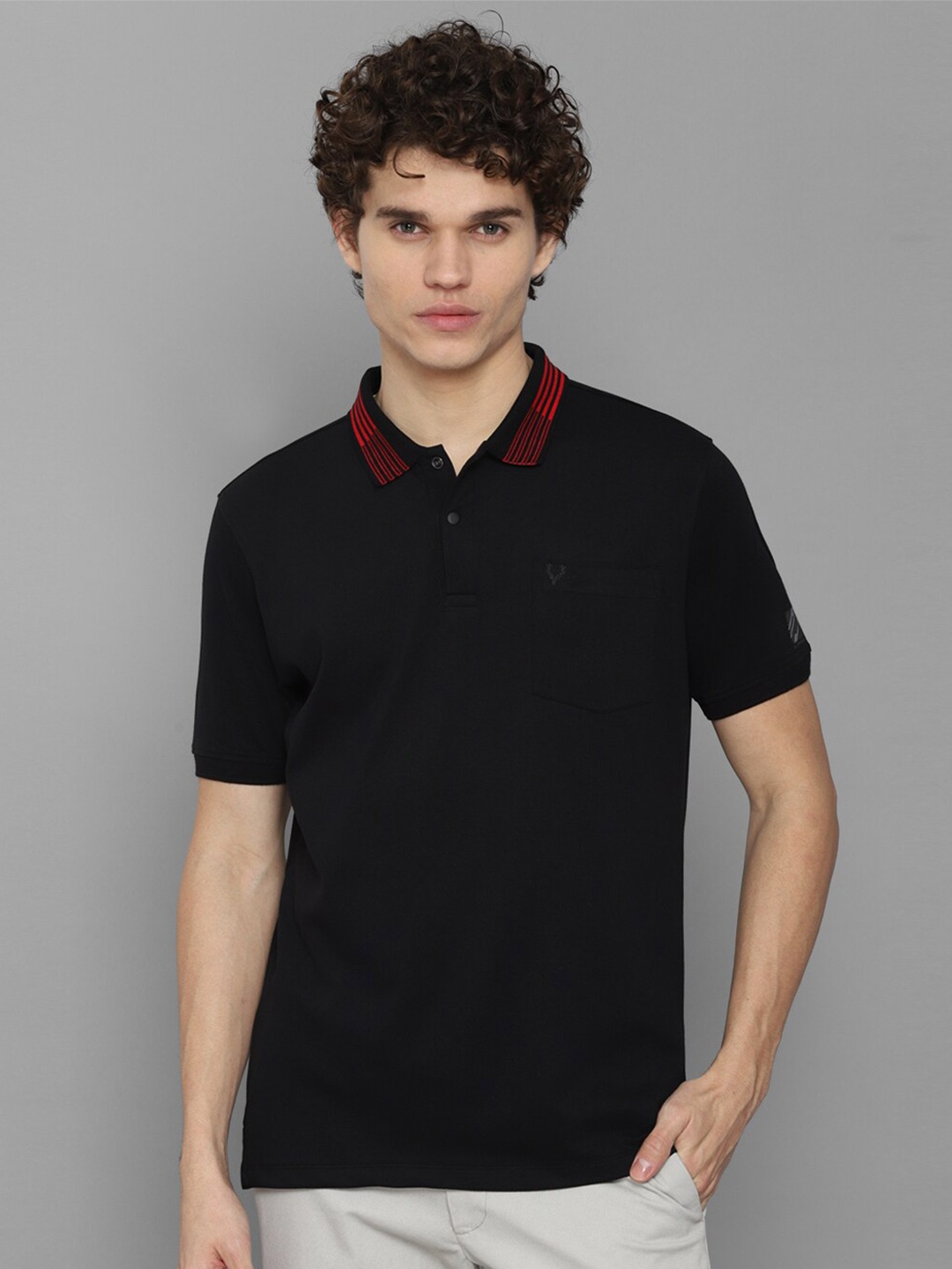 

Allen Solly Men Black Solid Polo Collar T-shirt