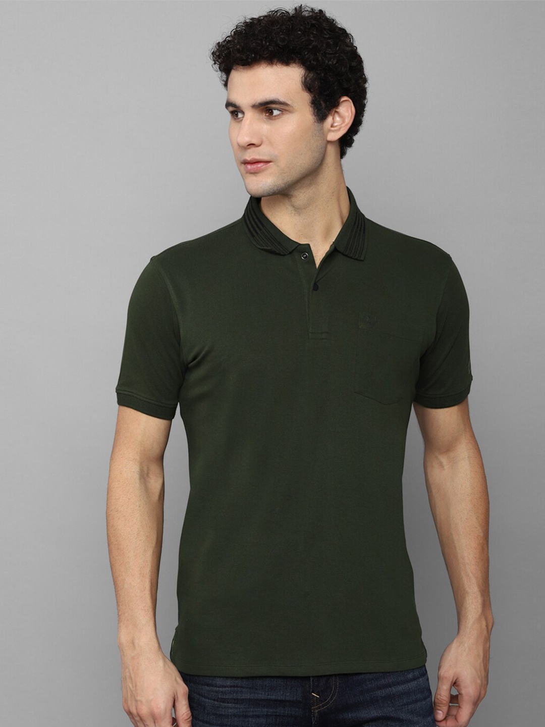 

Allen Solly Men Olive Green Polo Collar T-shirt