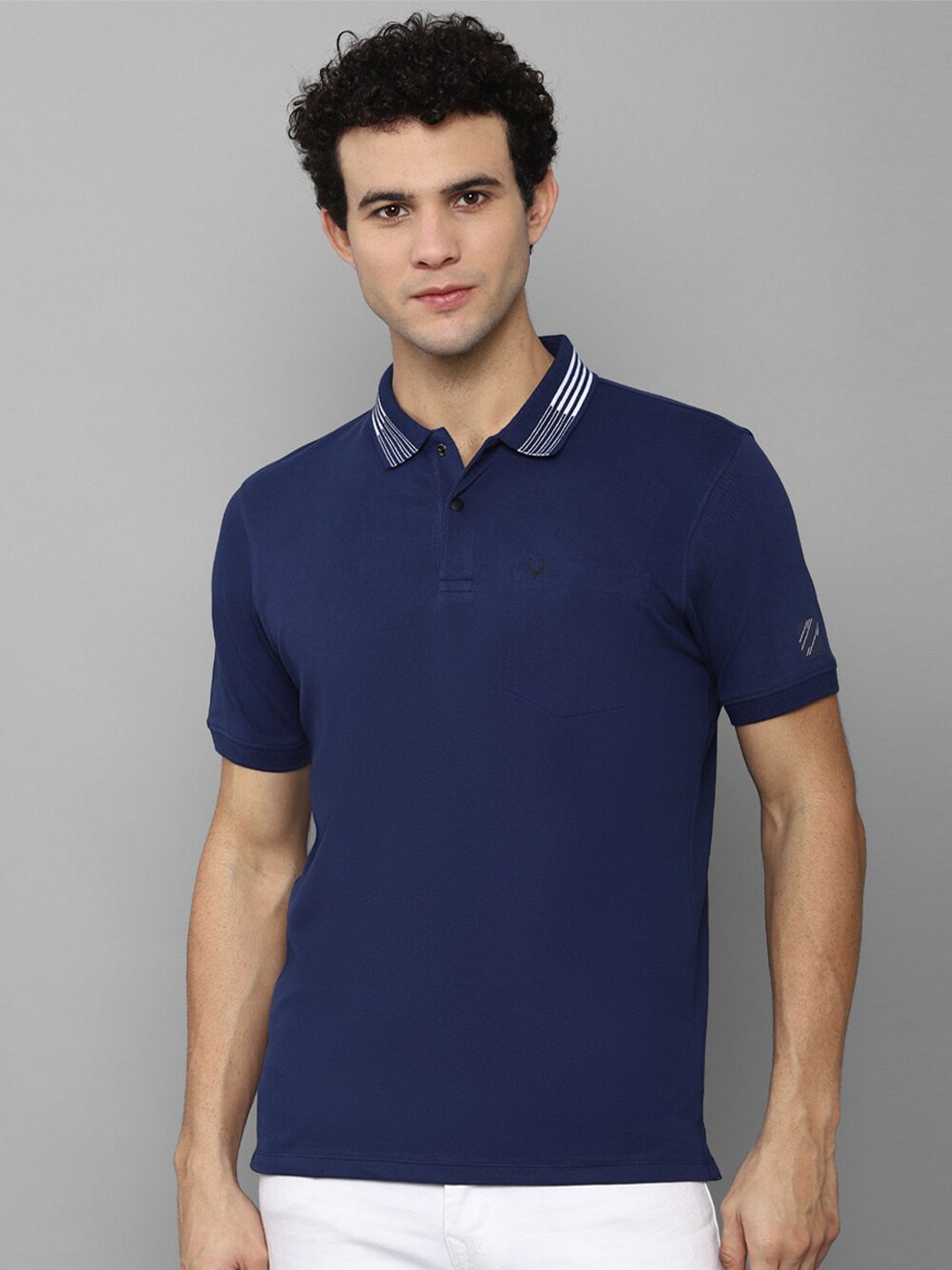 

Allen Solly Men Navy Blue Polo Collar T-shirt