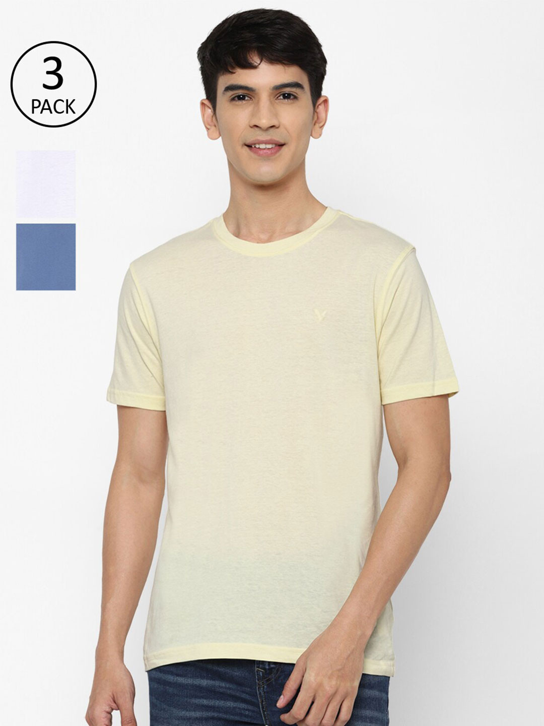 

AMERICAN EAGLE OUTFITTERS Men Pack Of 3 Solid T-shirt, Yellow