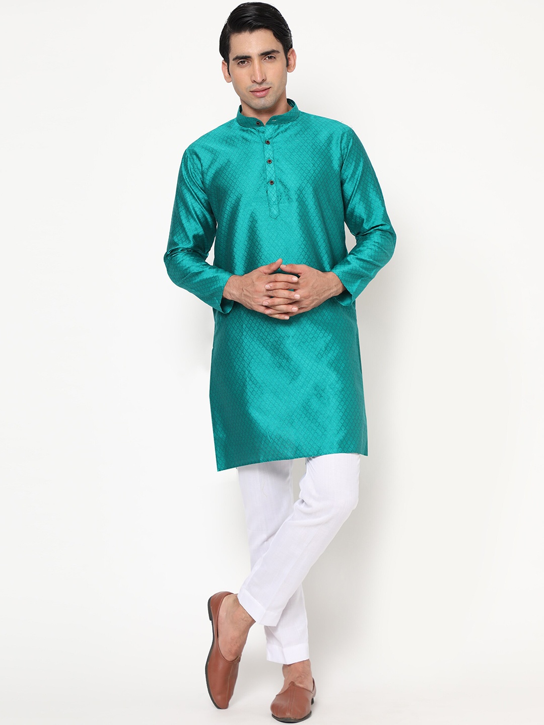 

GoStyle Men Teal Pure Cotton Kurta with Pyjama