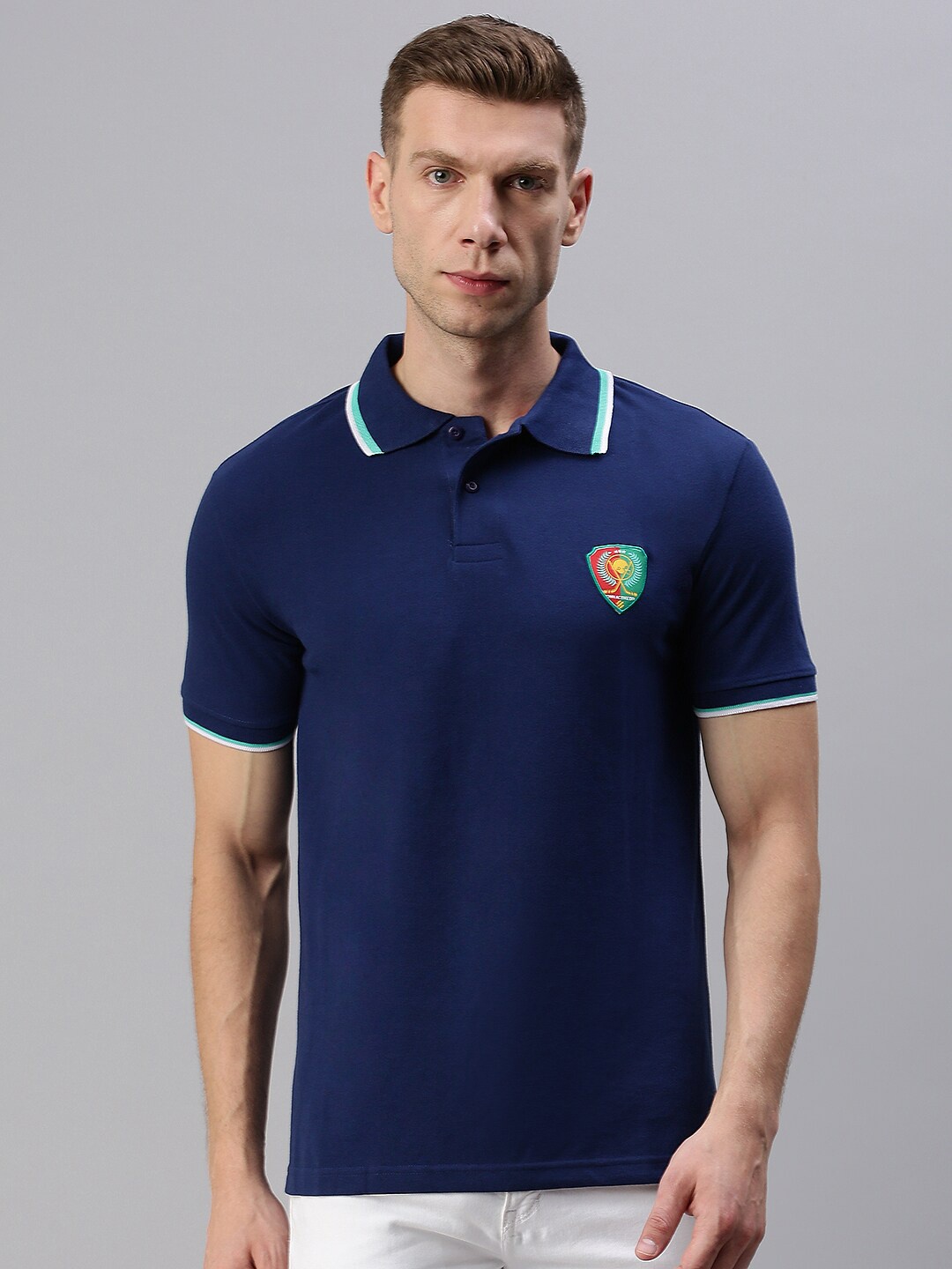 

ONN Men Blue Polo Collar T-shirt