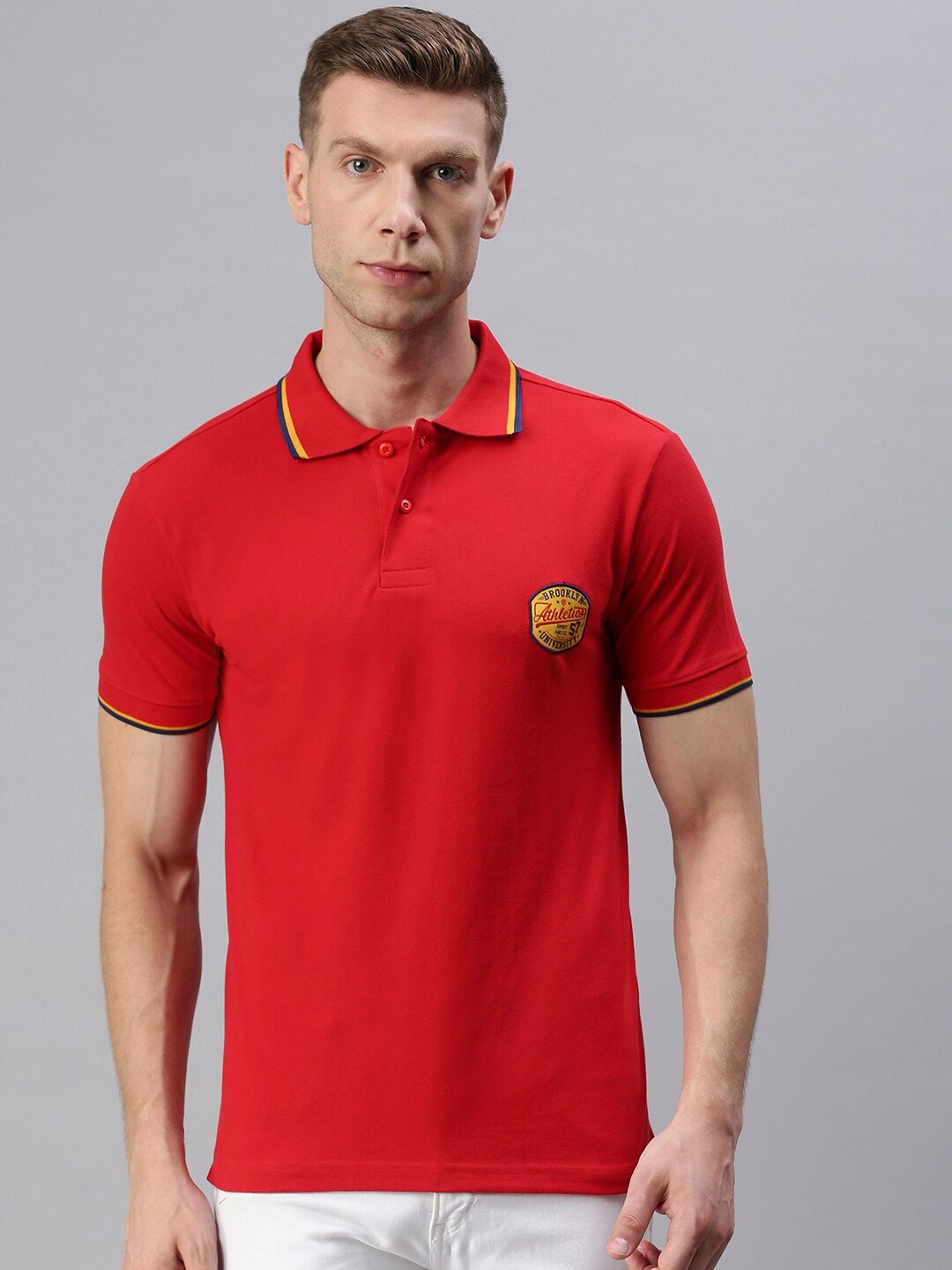 

ONN Men Red Polo Collar T-shirt
