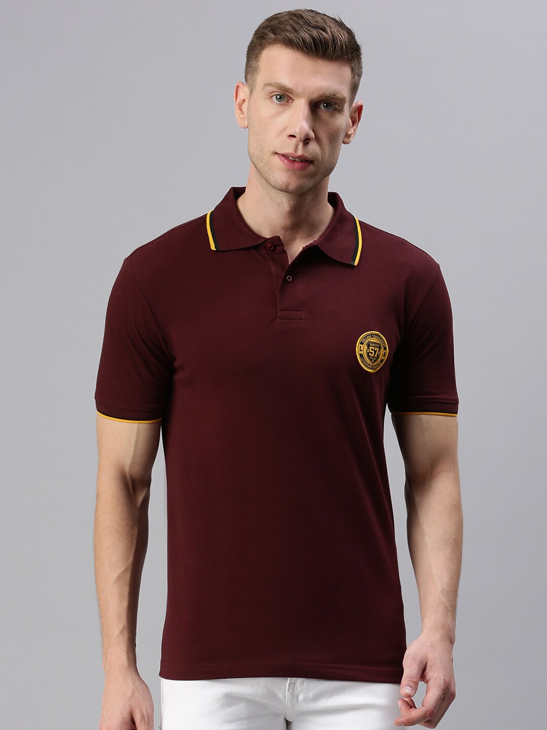 

ONN Men Coffee Brown Polo Collar T-shirt
