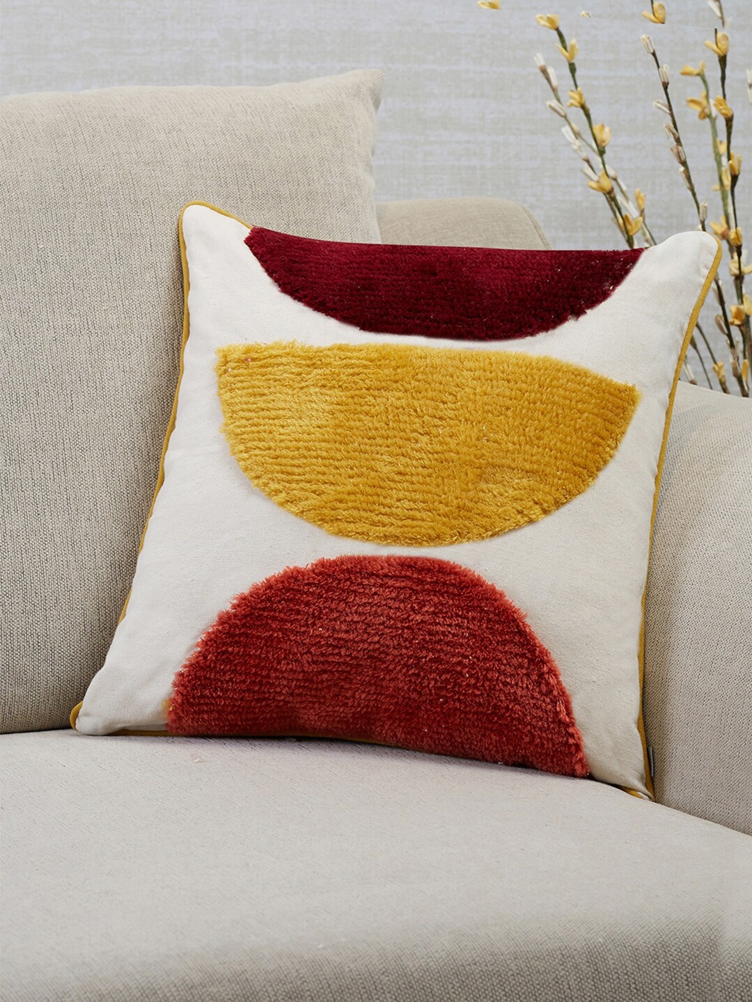 

HomeTown Mustard & Brown Square Cushion Cover