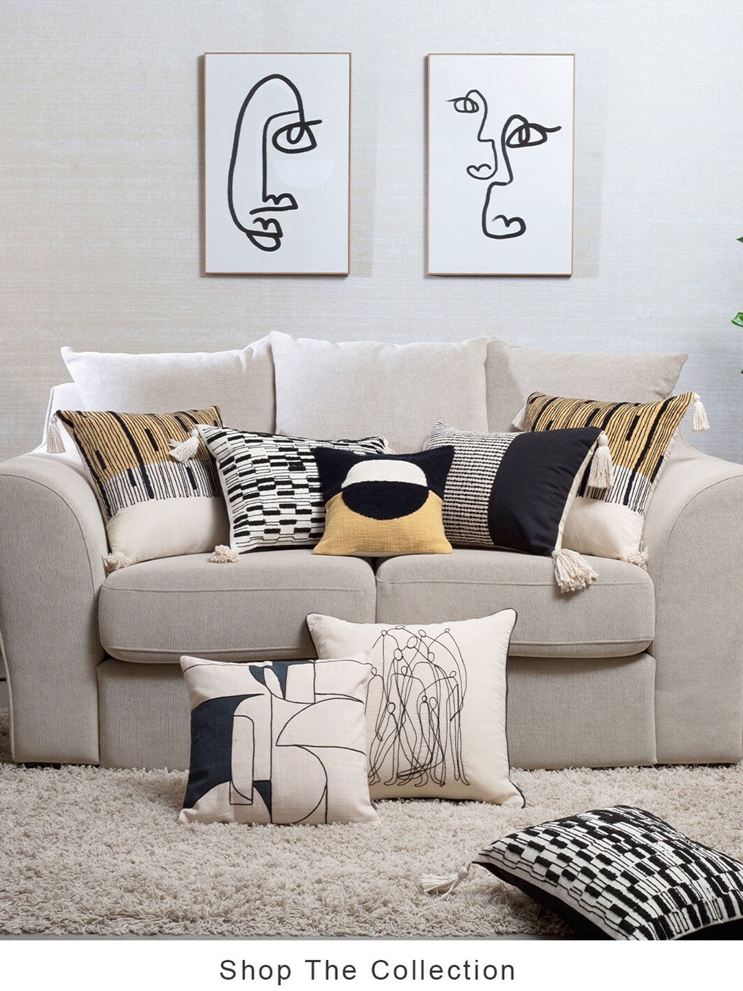 

HomeTown Black & Beige Embroidered Rectangle Cotton Cushion Covers
