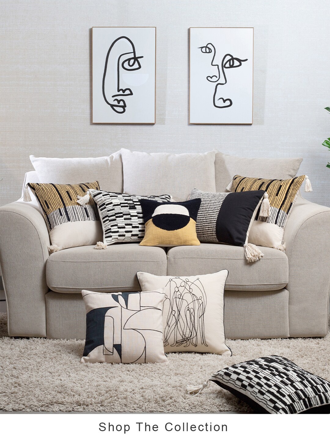 

HomeTown White & Brown Square Cushion Covers