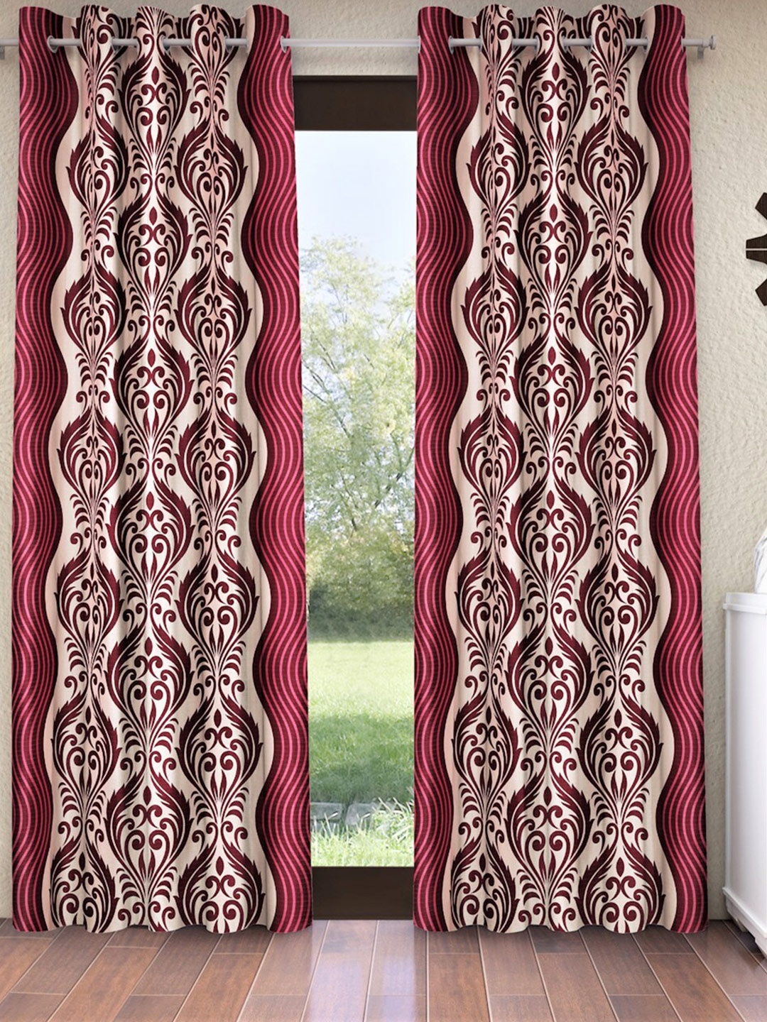 

Home Sizzler Maroon Set of 2 Ethnic Motifs Door Curtain