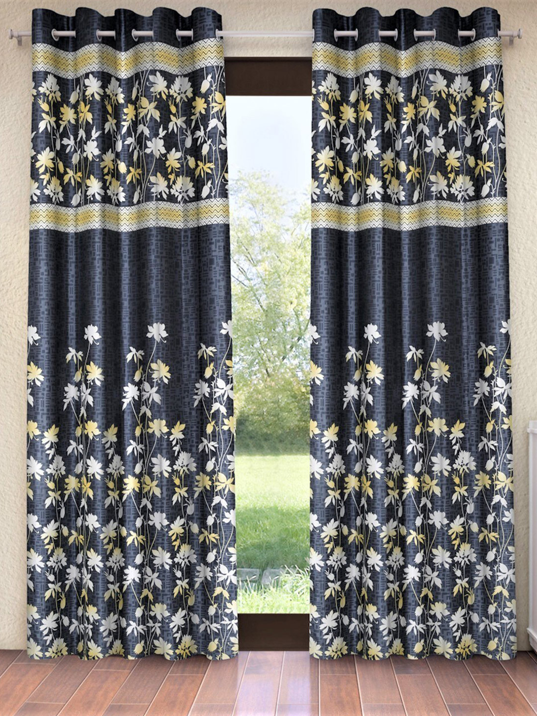 

Home Sizzler Grey & Mustard Set of 2 Floral Door Curtain
