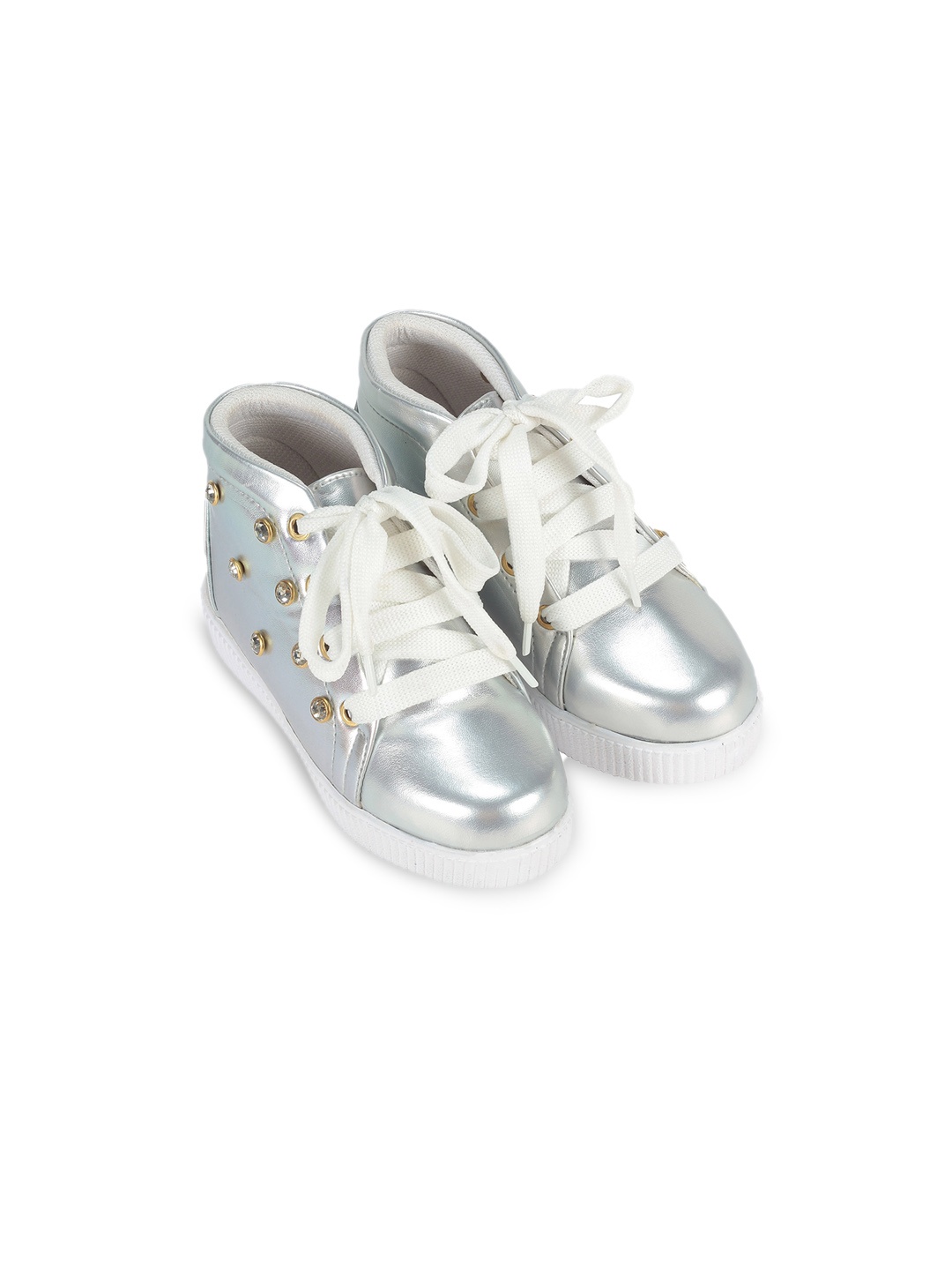 

Lil Lollipop Girls Silver & White Synthetic Party Sneakers