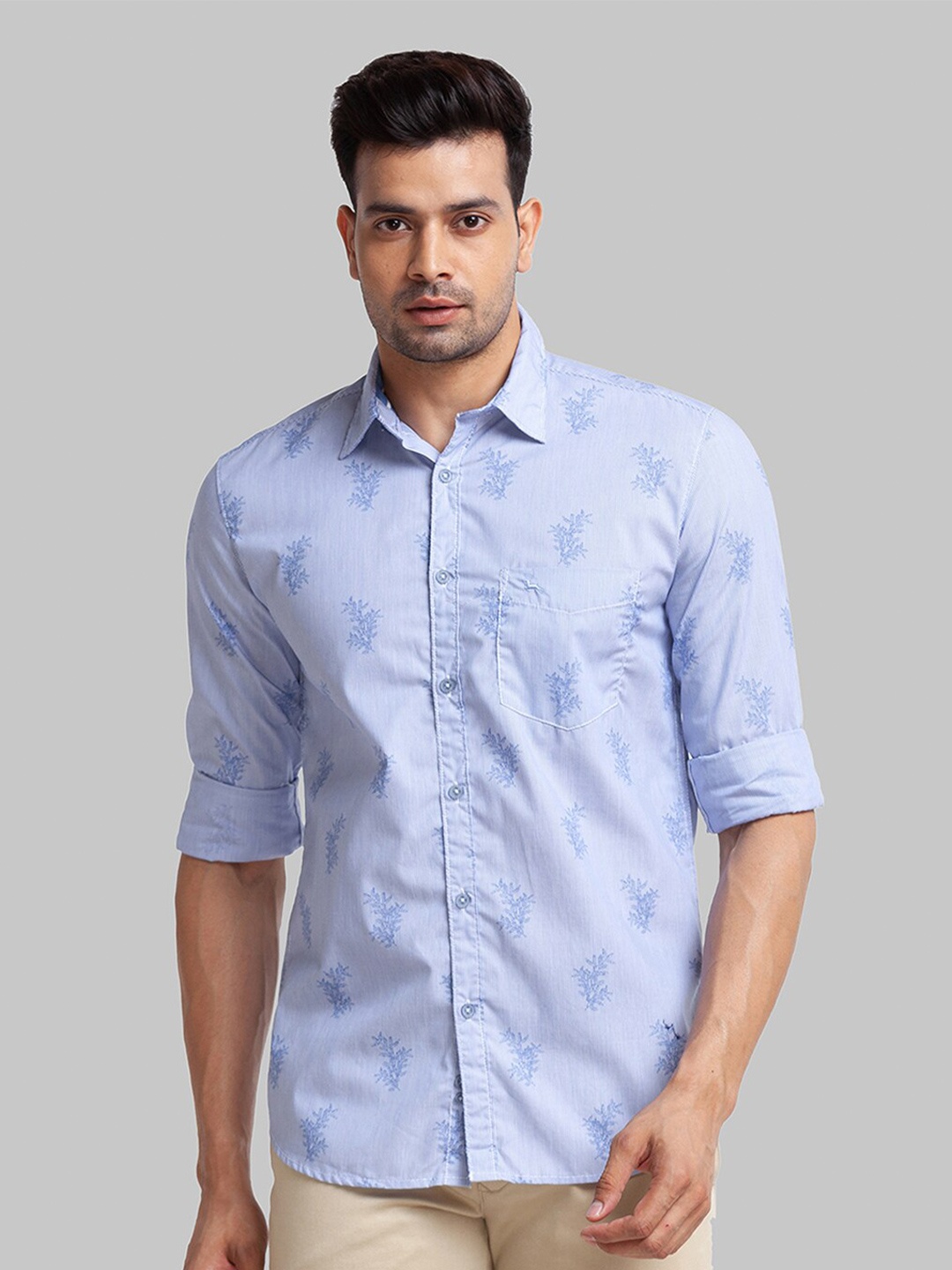 

Parx Men Blue Slim Fit Printed Casual Shirt