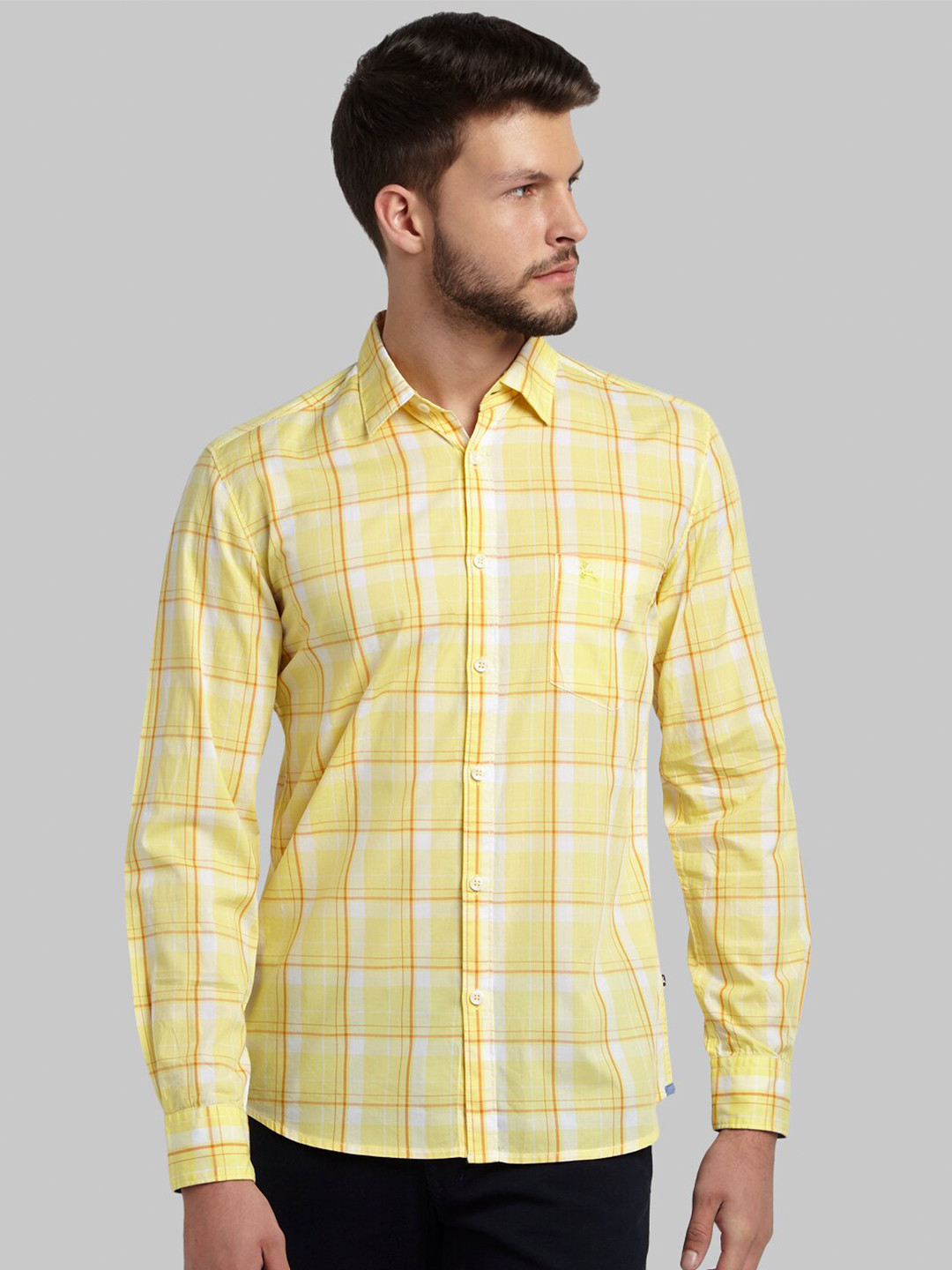 

Parx Men Yellow Slim Fit Checked Casual Shirt