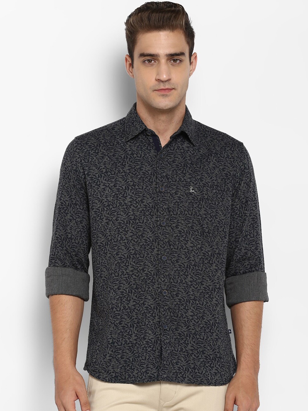 

Parx Men Grey Slim Fit Floral Printed Casual Shirt