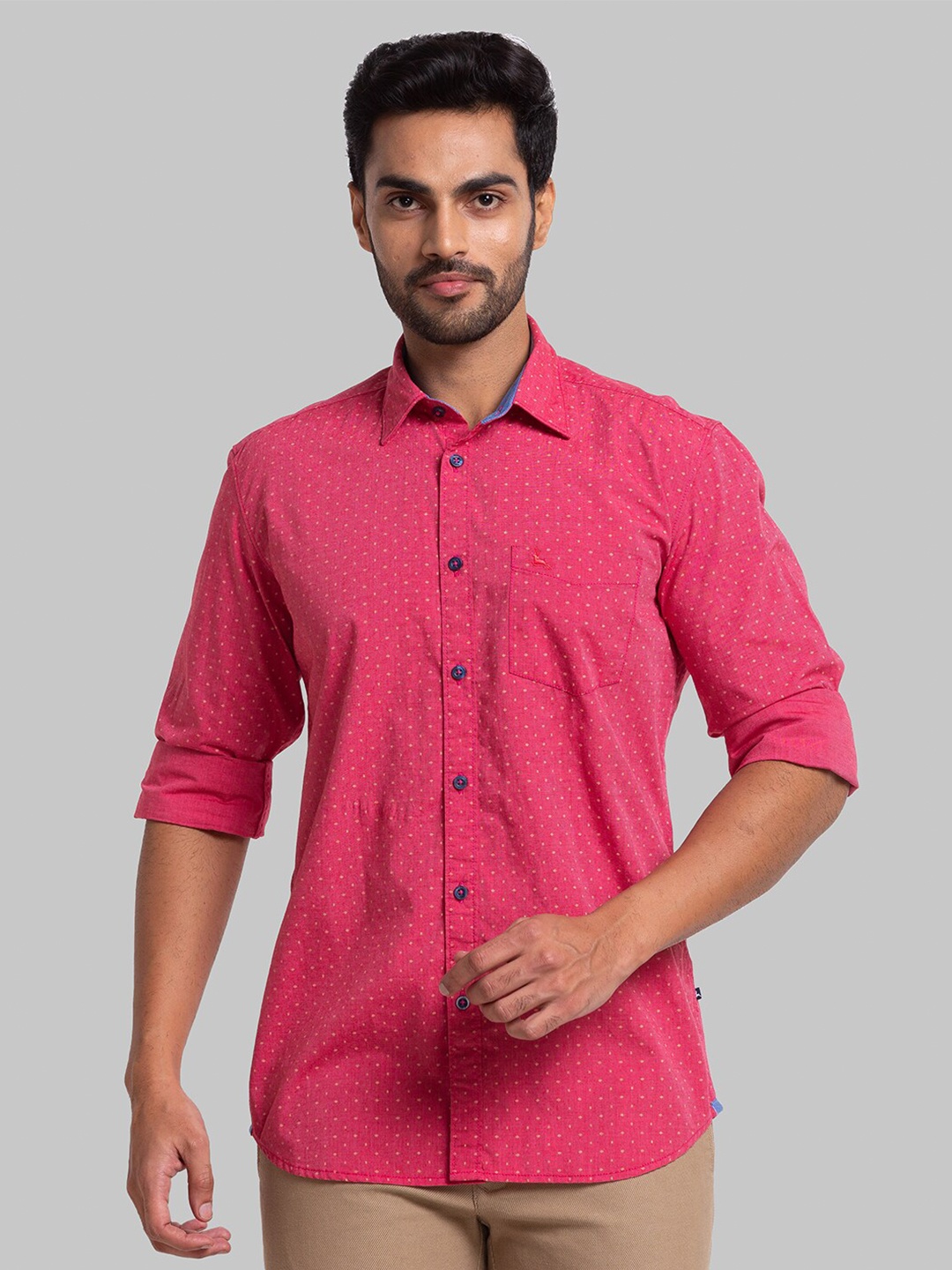 

Parx Men Red Slim Fit Printed Casual Shirt