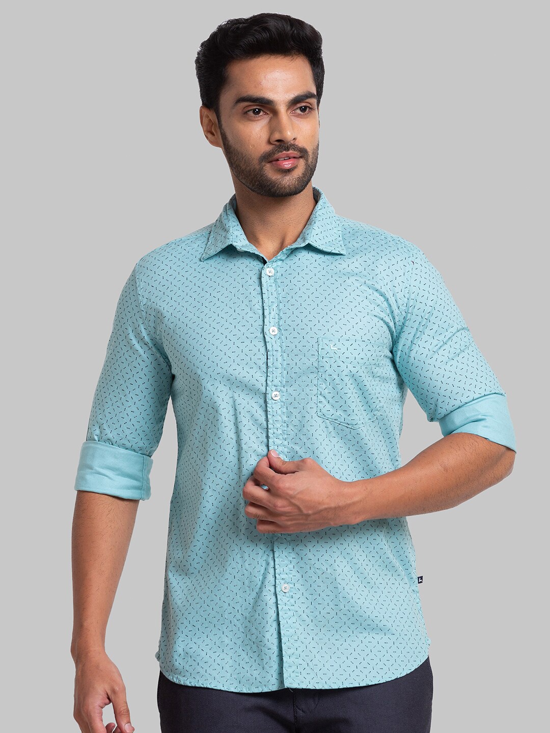 

Parx Men Green Slim Fit Printed Casual Shirt