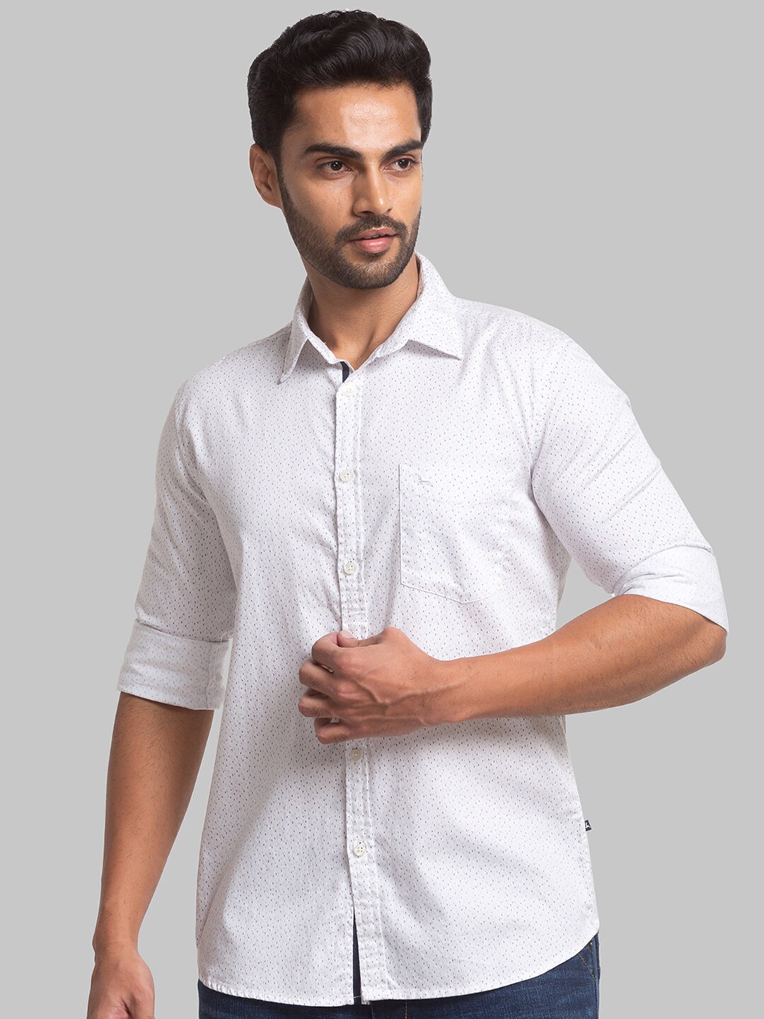 

Parx Men White Slim Fit Printed Casual Shirt