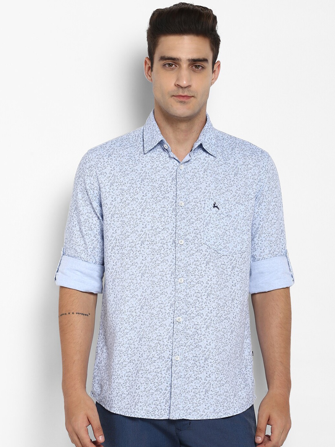 

Parx Men Blue Slim Fit Floral Printed Casual Shirt