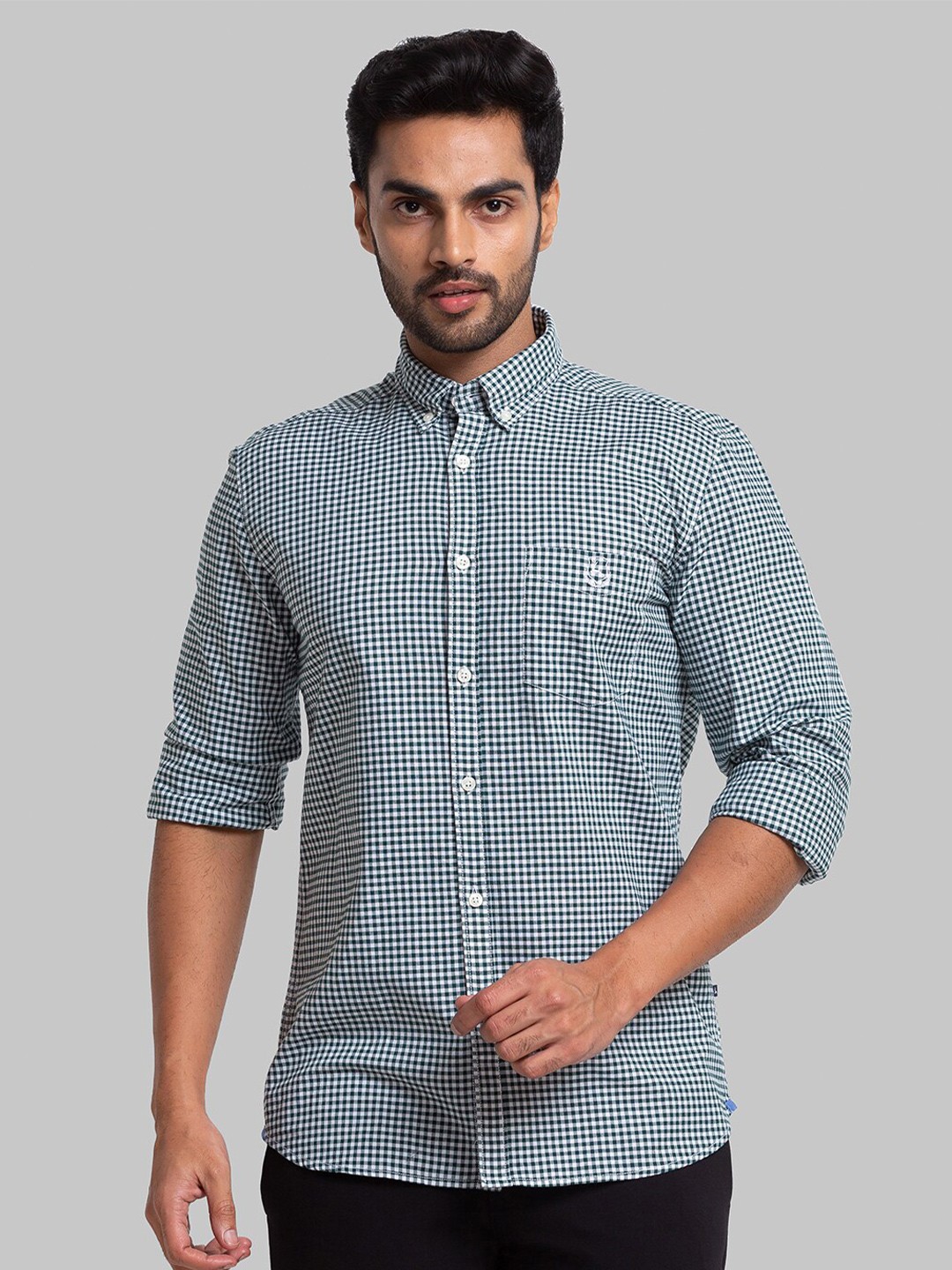 

Parx Men Green Slim Fit Micro Checks Checked Casual Shirt