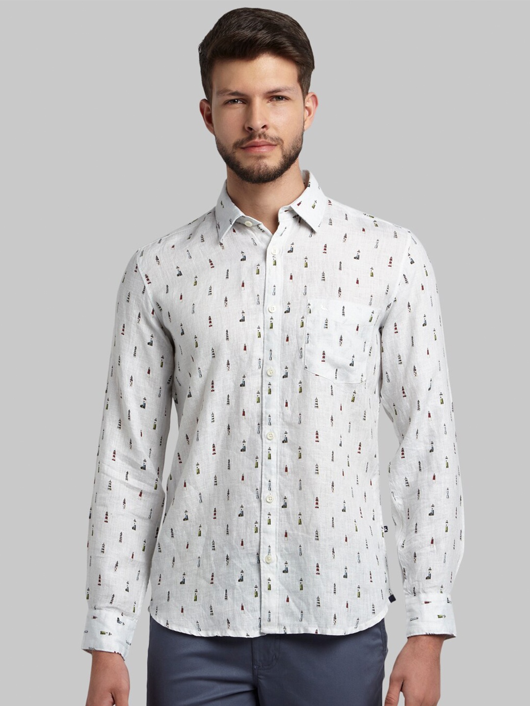 

Parx Men White Slim Fit Printed Casual Shirt