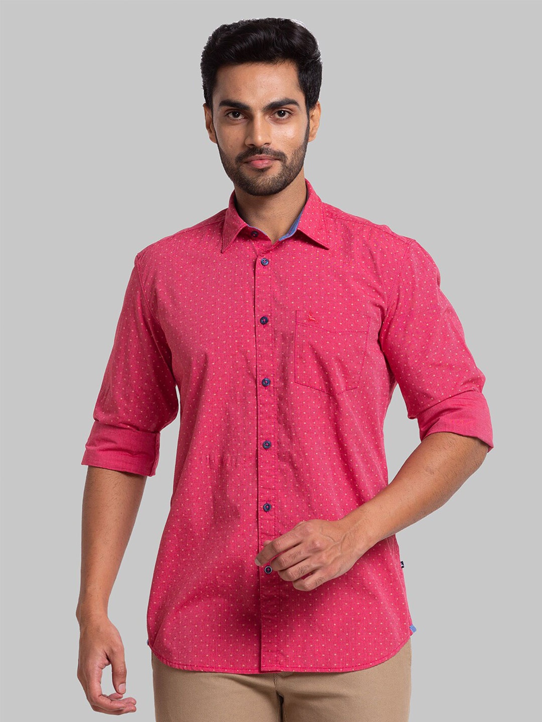 

Parx Men Red Slim Fit Printed Casual Shirt