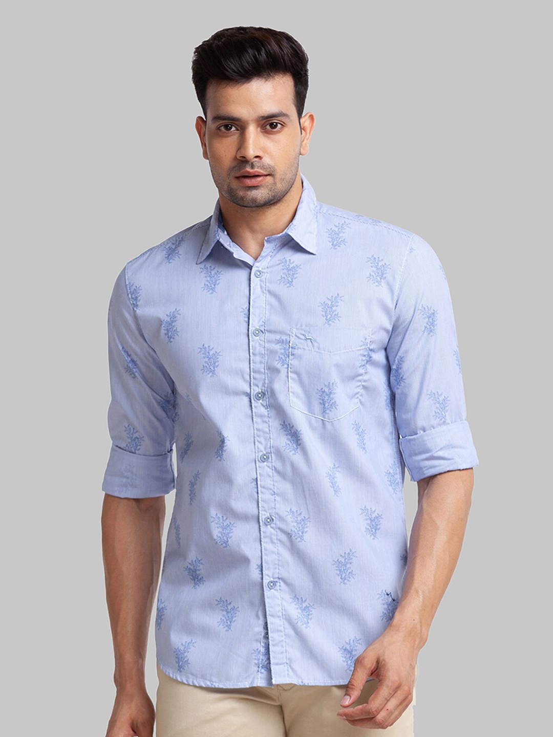 

Parx Men Blue Slim Fit Printed Casual Shirt