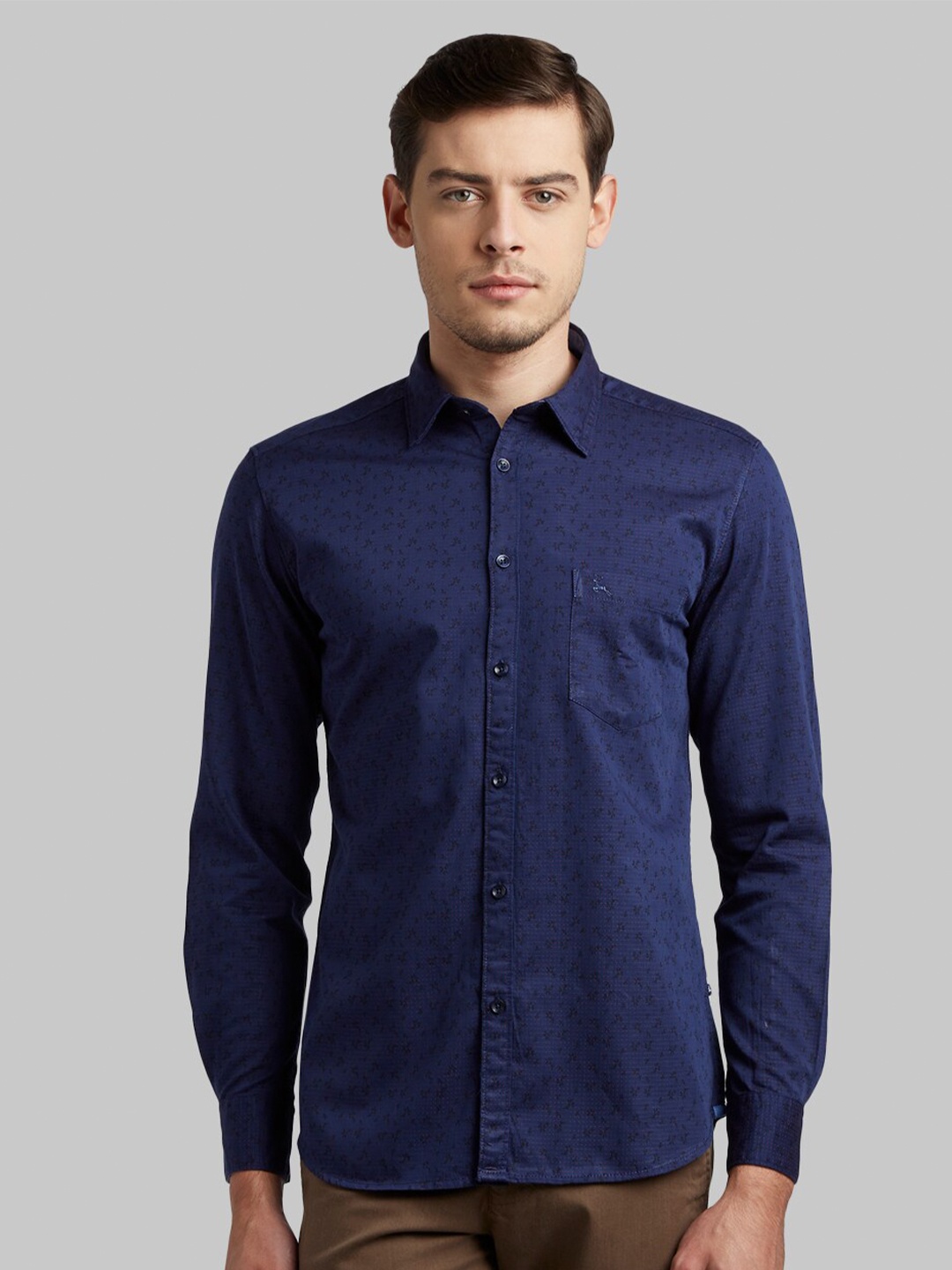 

Parx Men Blue Slim Fit Printed Casual Shirt
