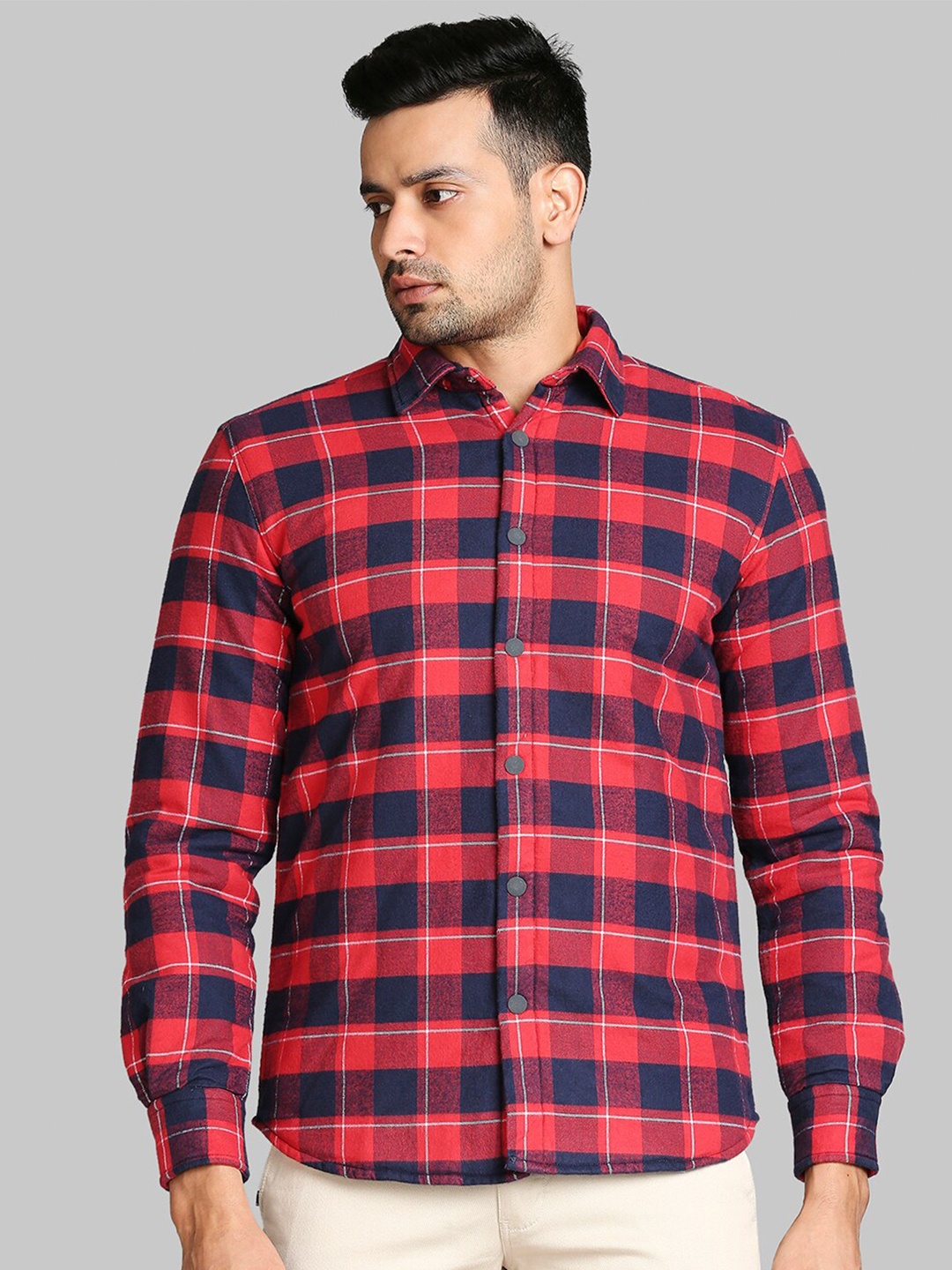 

Parx Men Red Slim Fit Checked Casual Shirt